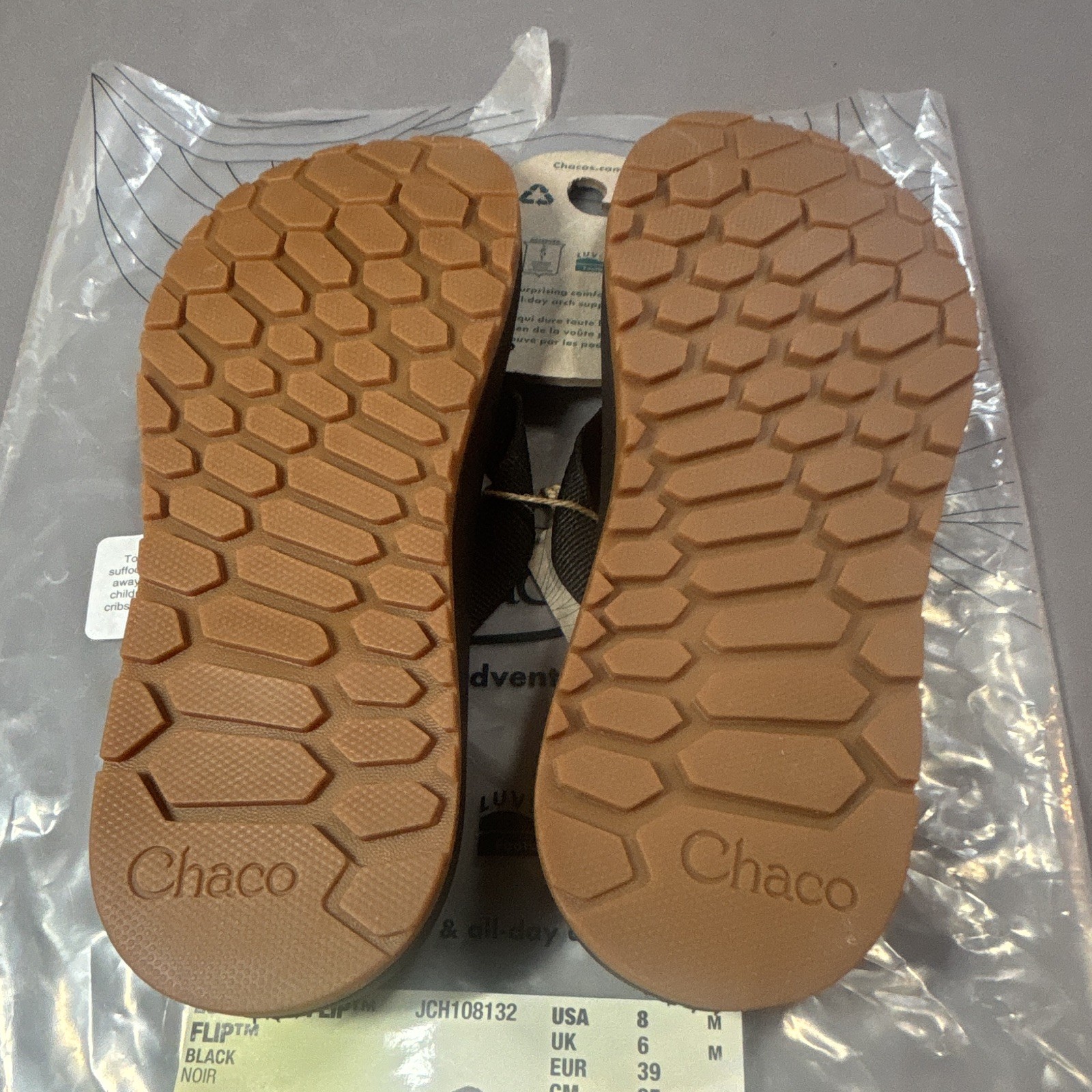 Chaco NWT Lowdown Flip Sandal Black Slip-On Synthetic US 8 EU39 UK6 JCH108132