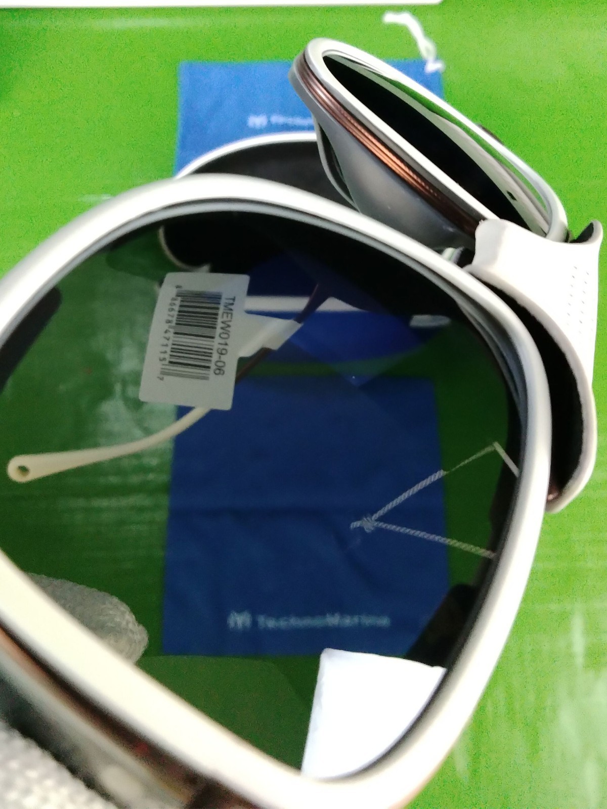 TechnoMarine Unisex Polarized Sunglasses Silver Mirror Beige WHT Trim TR90 Frame