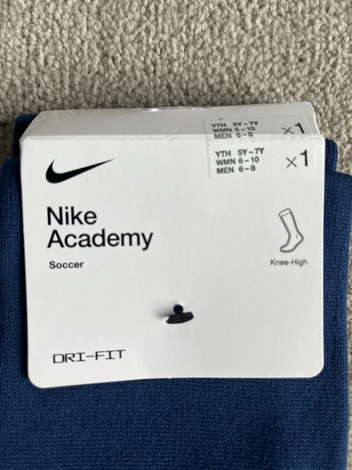 Nike Academy Soccer Socks Midnight Navy Blue Unisex Medium – one pair – NWT