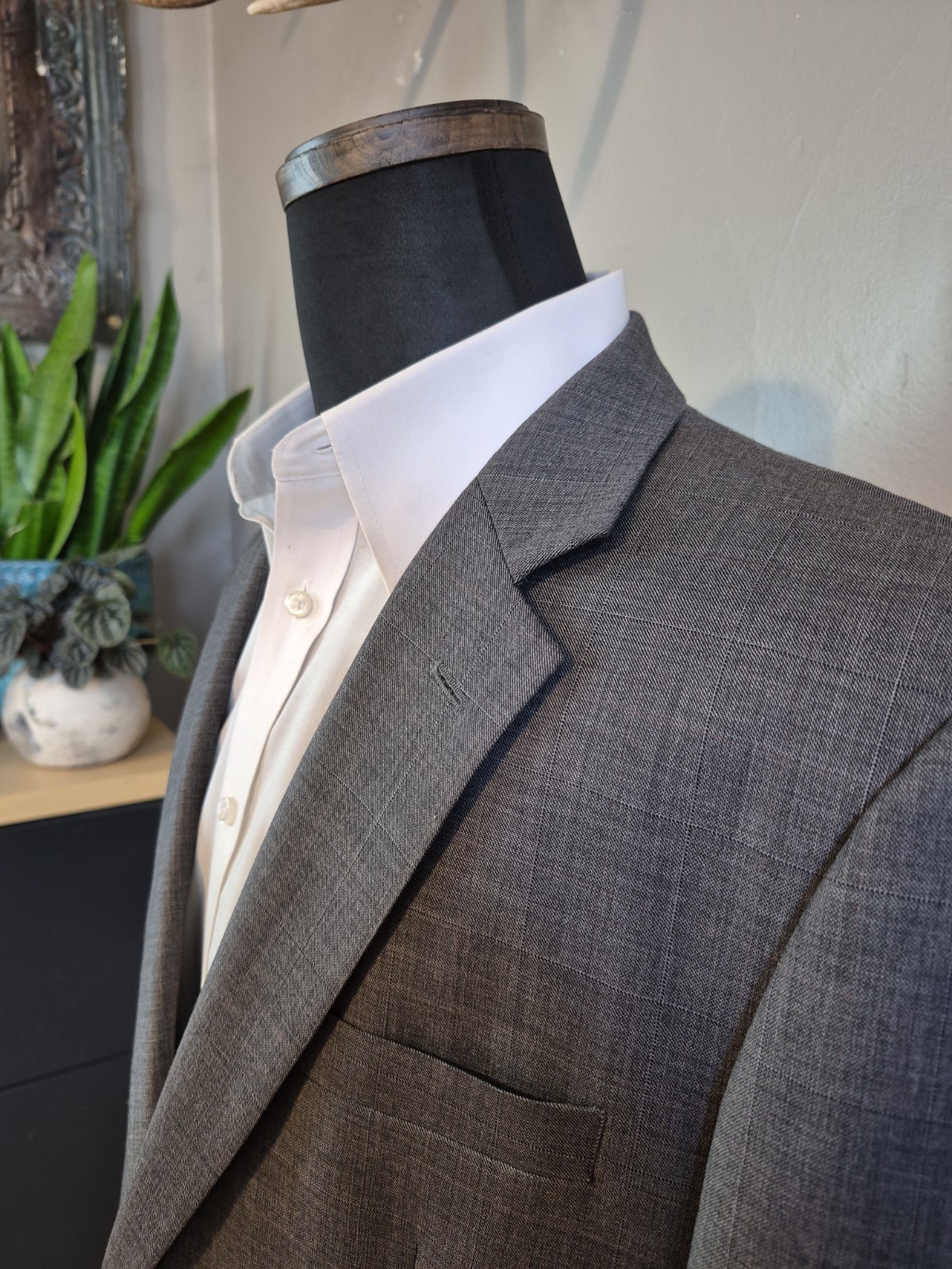 🇺🇸 Joseph & Feiss Mens Wool Sports Coat 44L Gray 2 Button