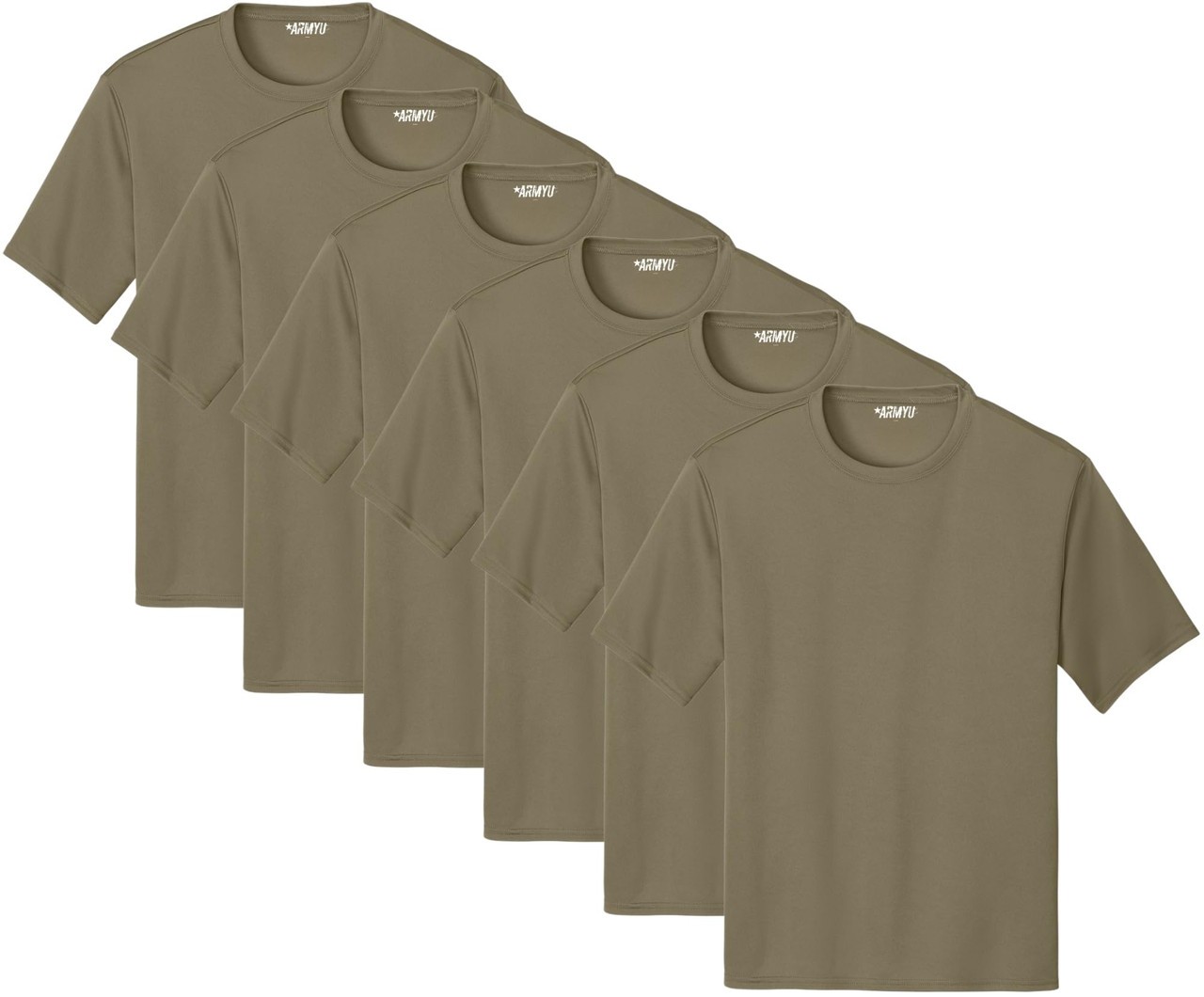Solid Performance Military T-Shirts 100% Polyester Moisture Wicking Tee, 6-Pack