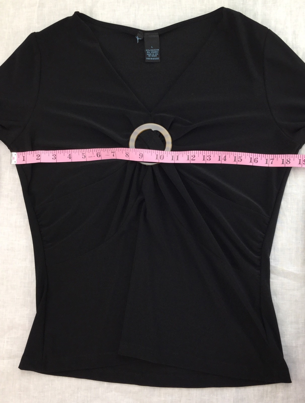 Black Long Sleeve Polyester & Spandex Stretch Top Womens Size L 160409RGS/WBS