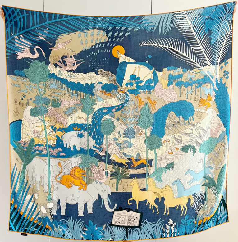 70% Cashmere 30% Silk Wrap Scarf Animal World Print Double Face Print Shawl 53”