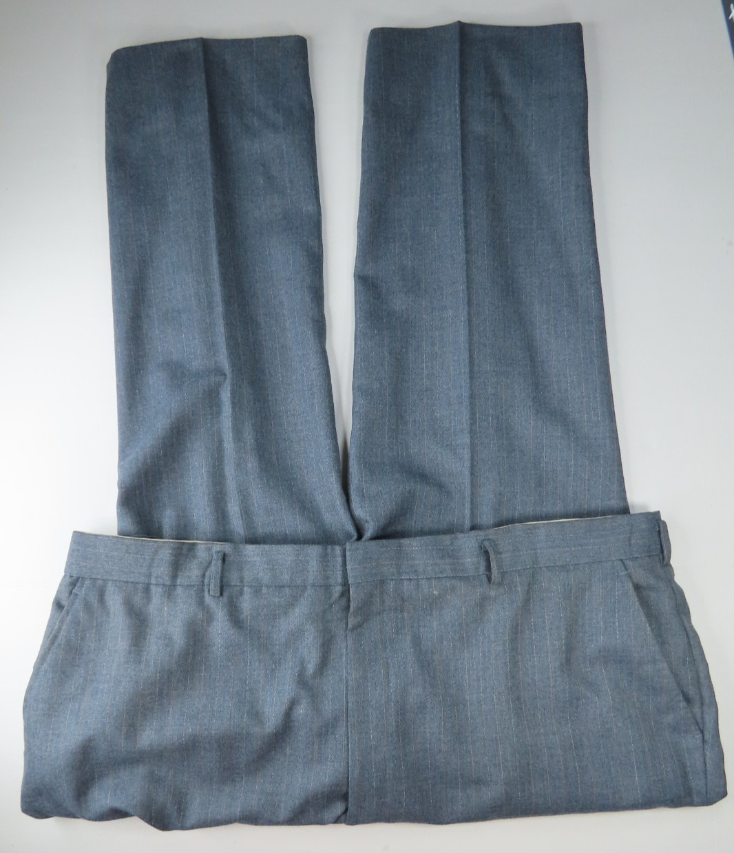 Vintage Three-Piece Mens Suit Gray Striped Wool Witty Brothers 43×28 48/50 R