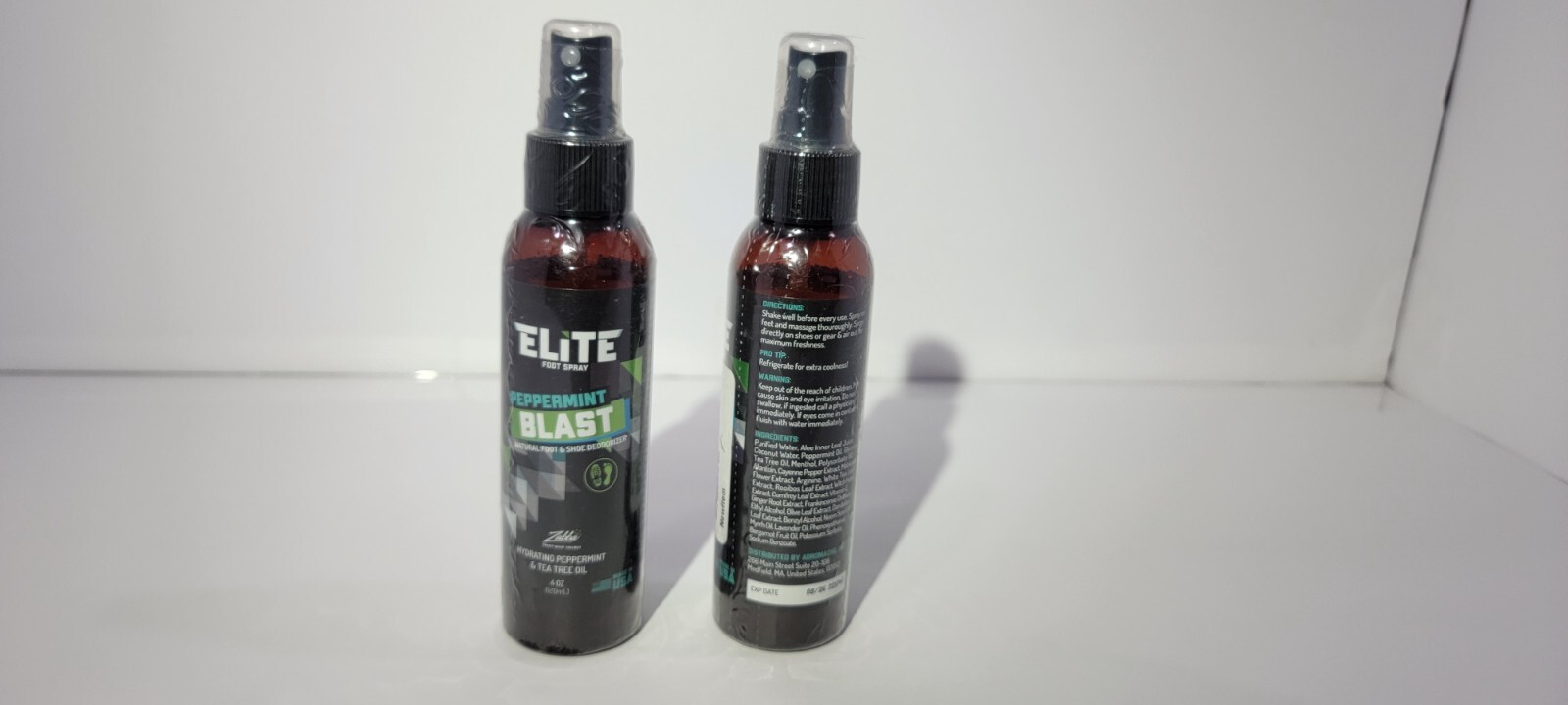 Elite Sportz Foot Spray Deodorant Peppermint & Tea Tree Oil 4 Oz- SET OF 2