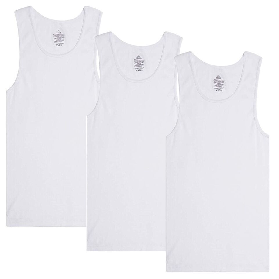 6-12 Packs Men 100% Cotton Ribbed Tank Top A-Shirt Wife Beater Undershirts Lot