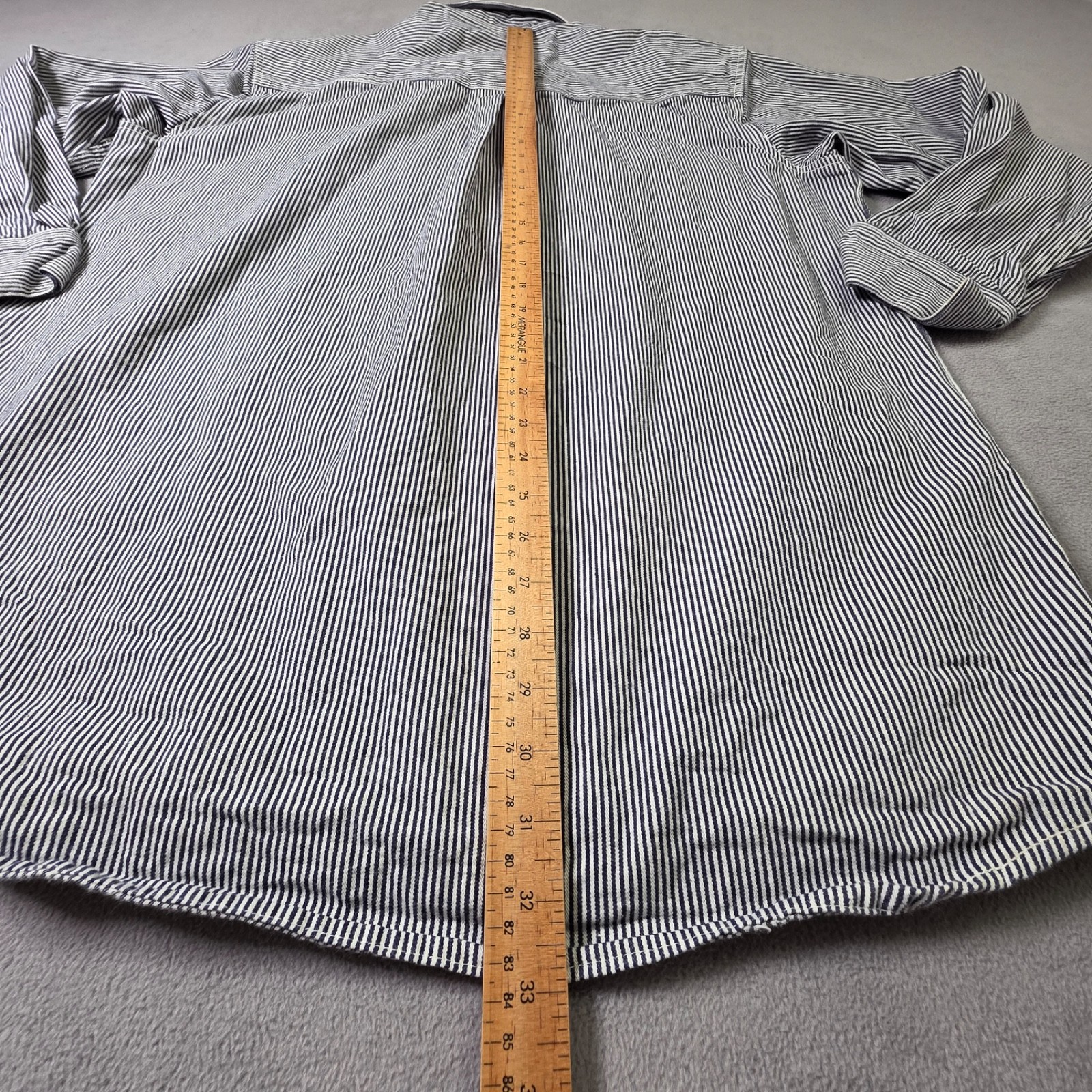 Key Imperial Shirt Mens Large Ta1l 1/2 Zip Hickory Striped Railroad Workwear