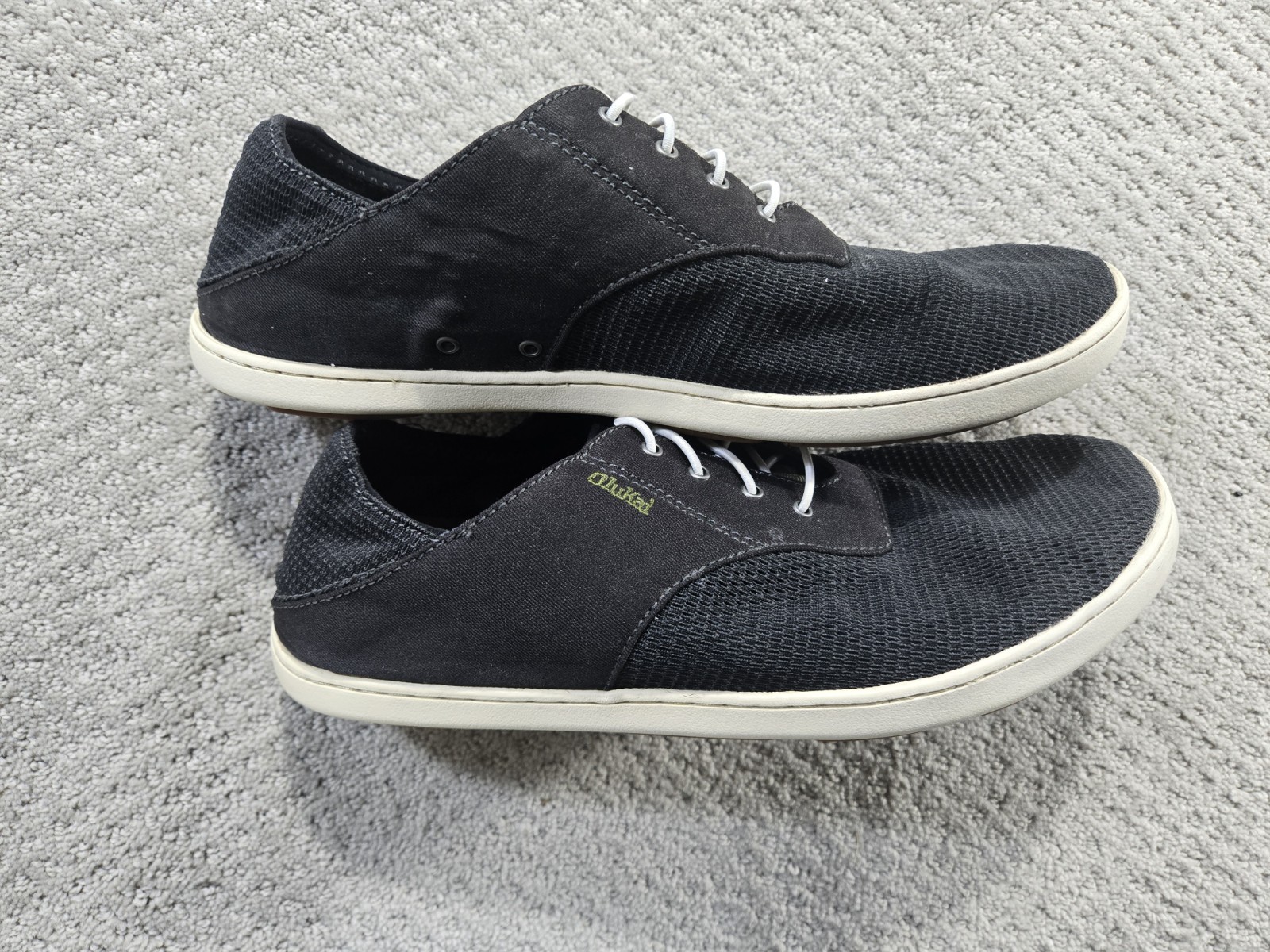 OluKai Nohea Moku Shoes Mens Size 9 Black Mesh Casual Boat Loafers 10283-4040