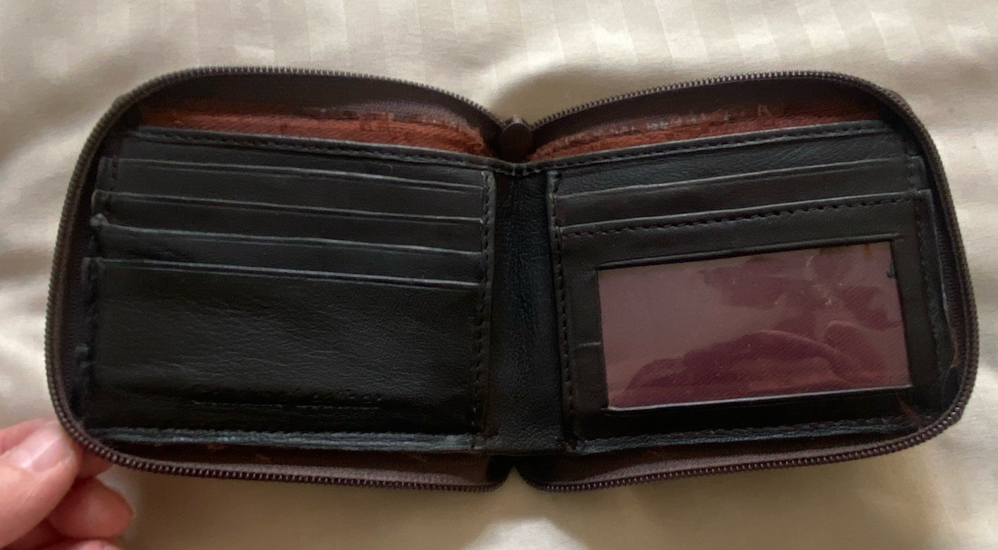 Men’s TSF Brown Genuine Leather Zipper/Zip Around Bifold Wallet