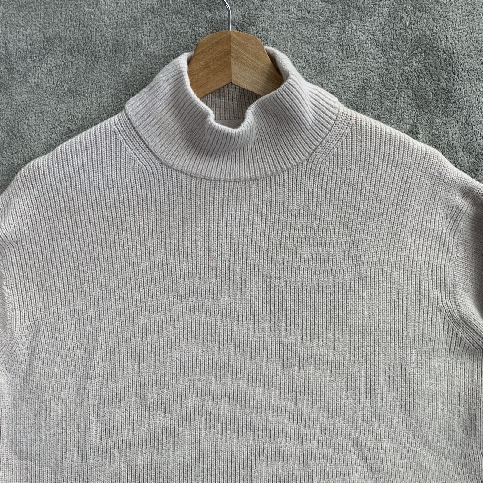 Lululemon Sweater Womens 2 Ribbed Merino Wool Blend Turtleneck Heathered Natural