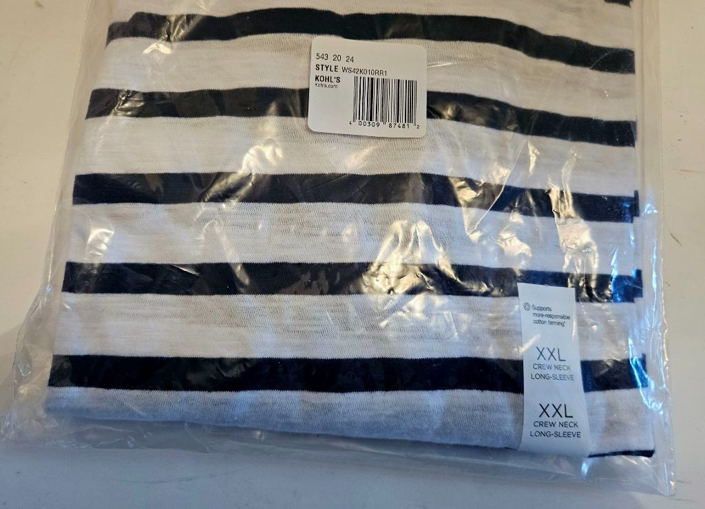 Sonoma Women’s The Everyday Tee Shirt~ Sz XXL ~ Saltspray Blue Stripe~NWT