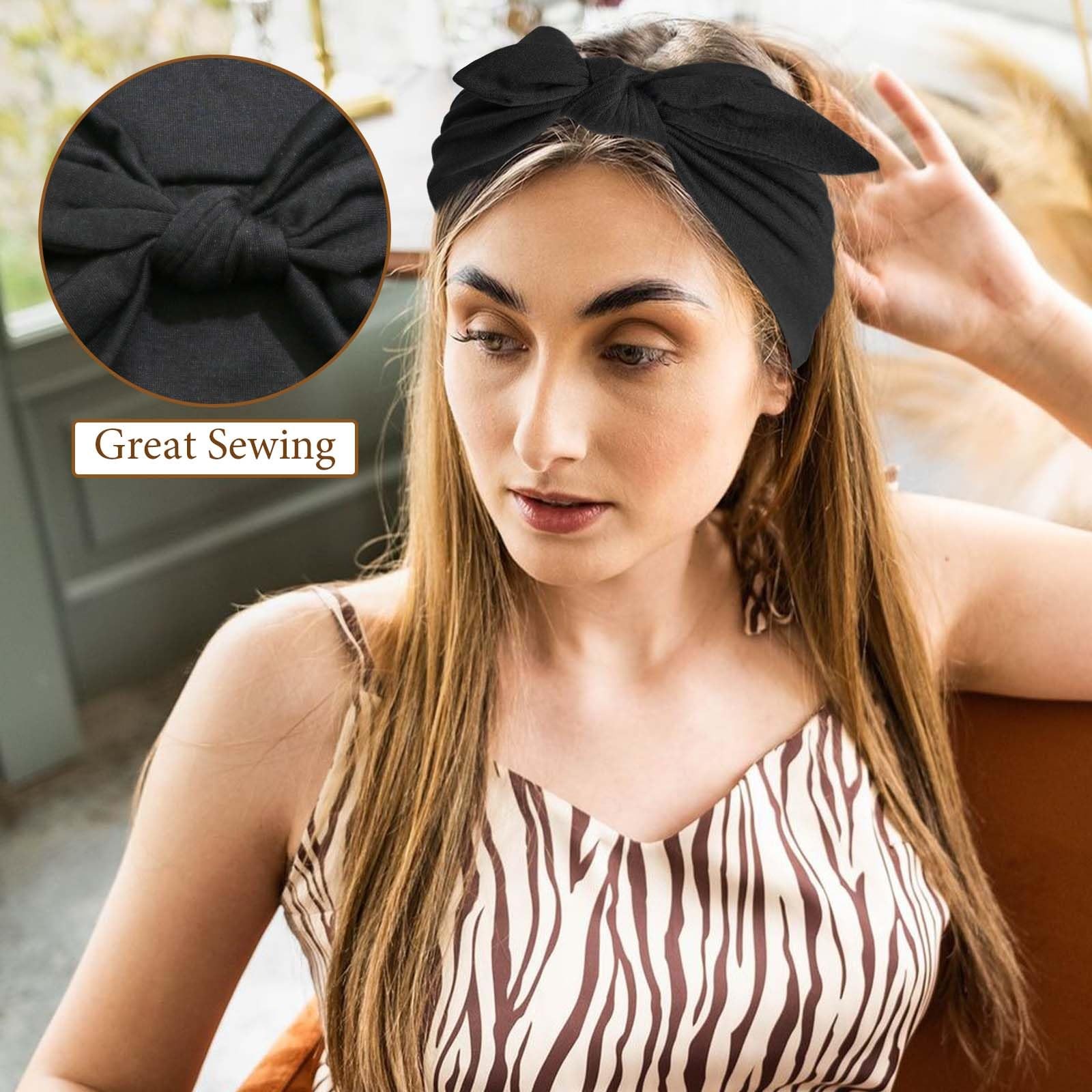 Bow Headbands for Women Non Slip Wide Headbands Cute Turban Headwraps Workout…
