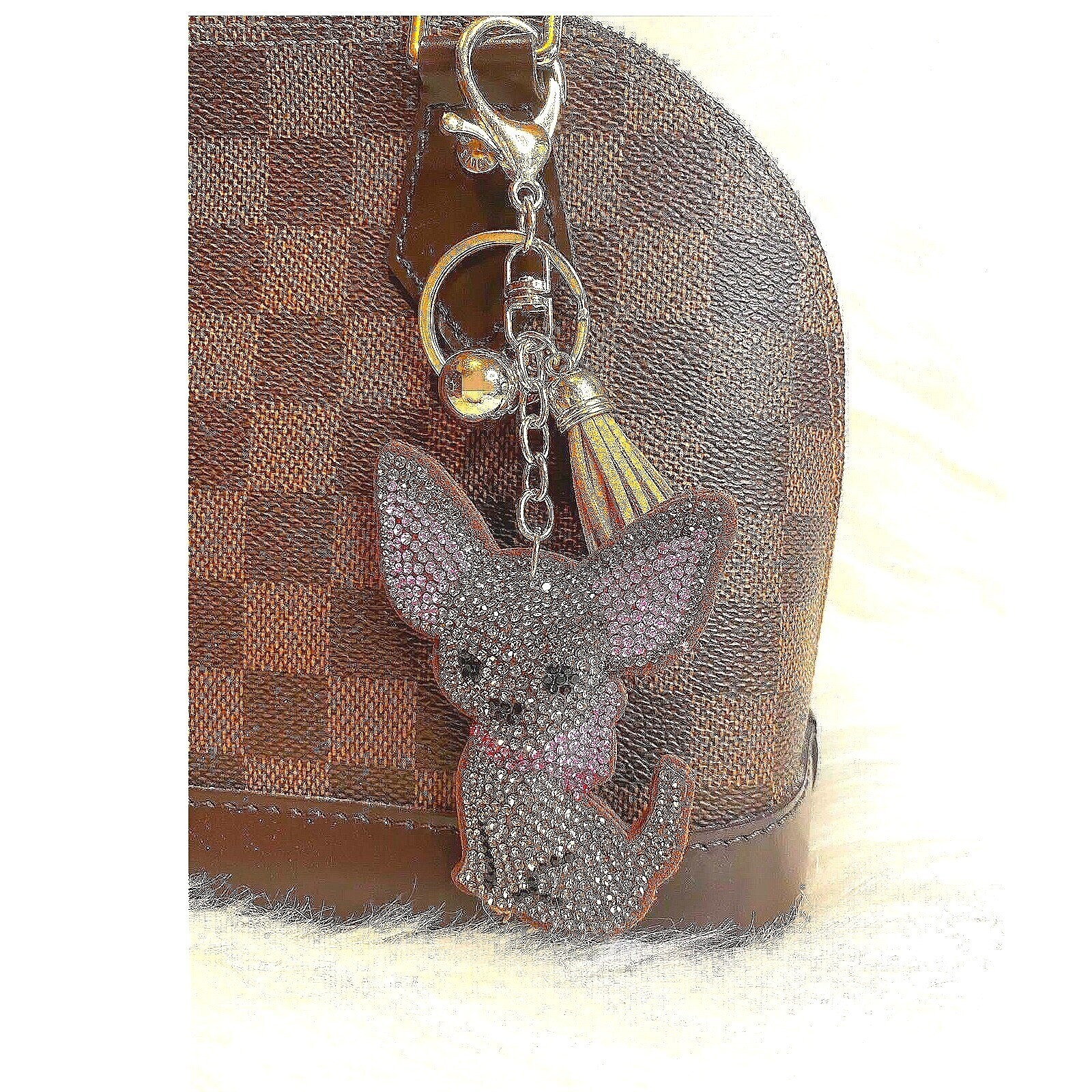 Unbranded Keychain Women Small Pink Like New Chihuahua Rhinestone Tassel Charm