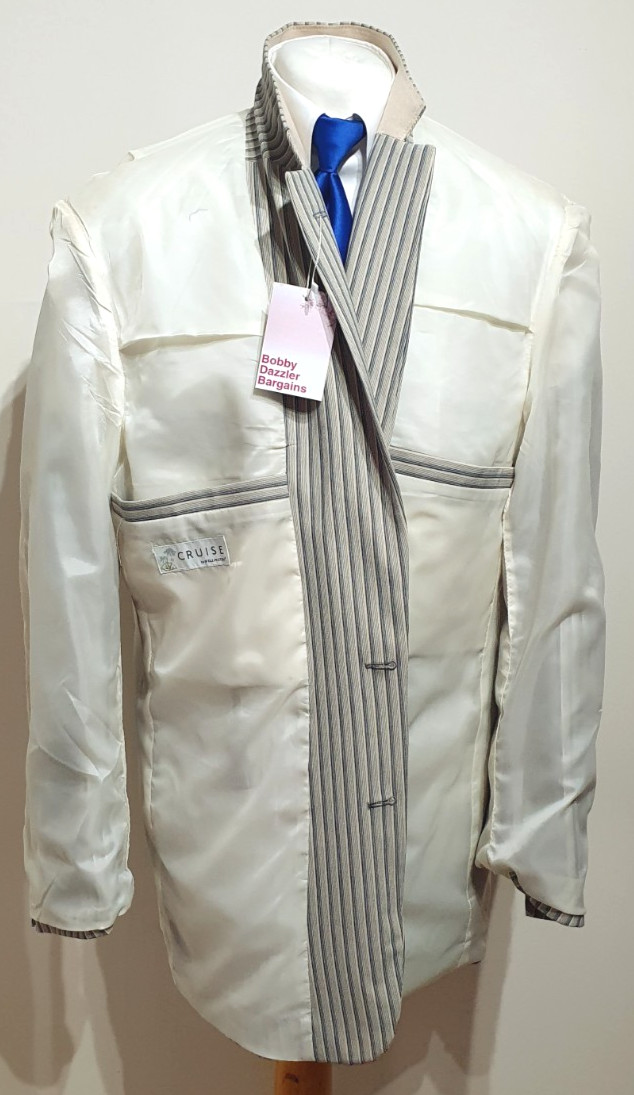 Wellington Cruise Washable Patch pocket Jacket 46″L Cream & grey stripe Boating