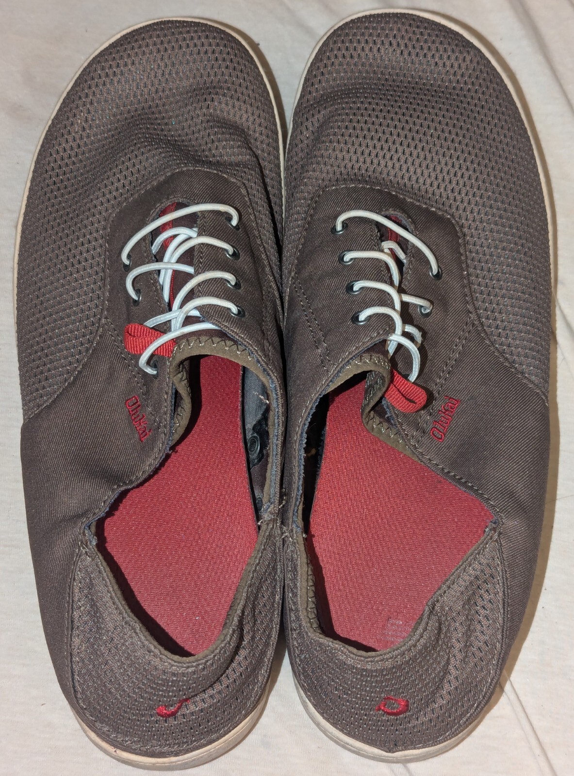 OluKai Nohea Moku Men’s Size 11 / 44 Sneakers Brown Red Casual Shoes Slip On