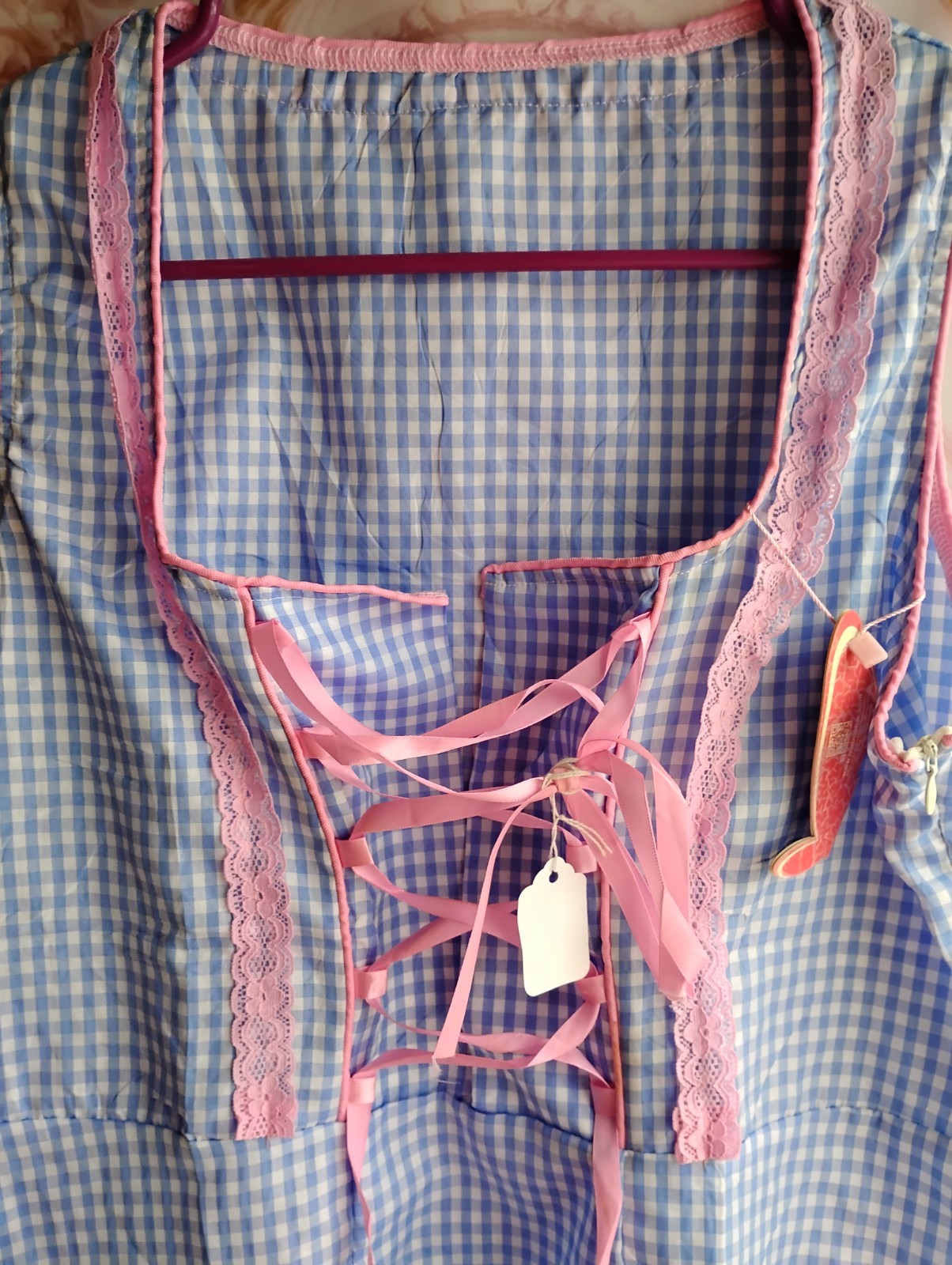 Sz 10/12. Germany,Waitress,Trachten,Oktoberfest,Dirndl Dress 1-pc,Blue,Pink