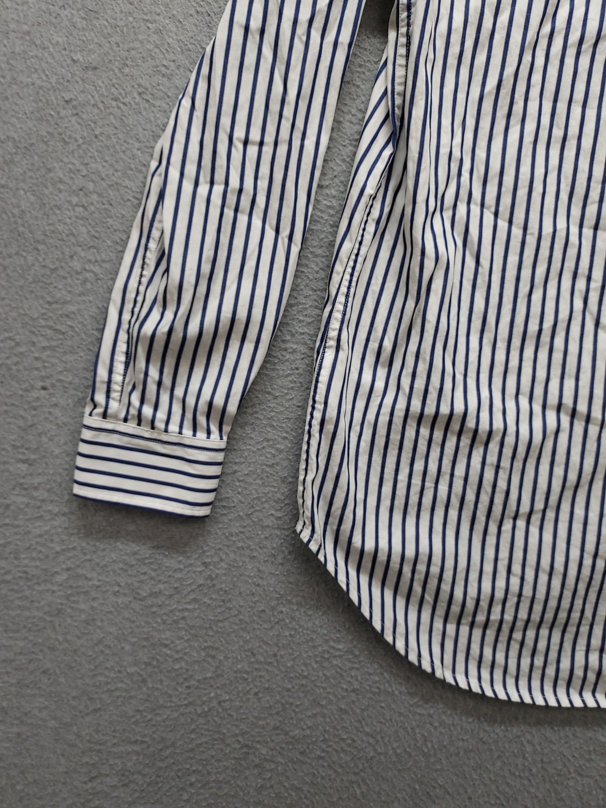 Lauren Ralph Lauren Shirt Womens Large White Blue Striped Button Up Long Sleeve