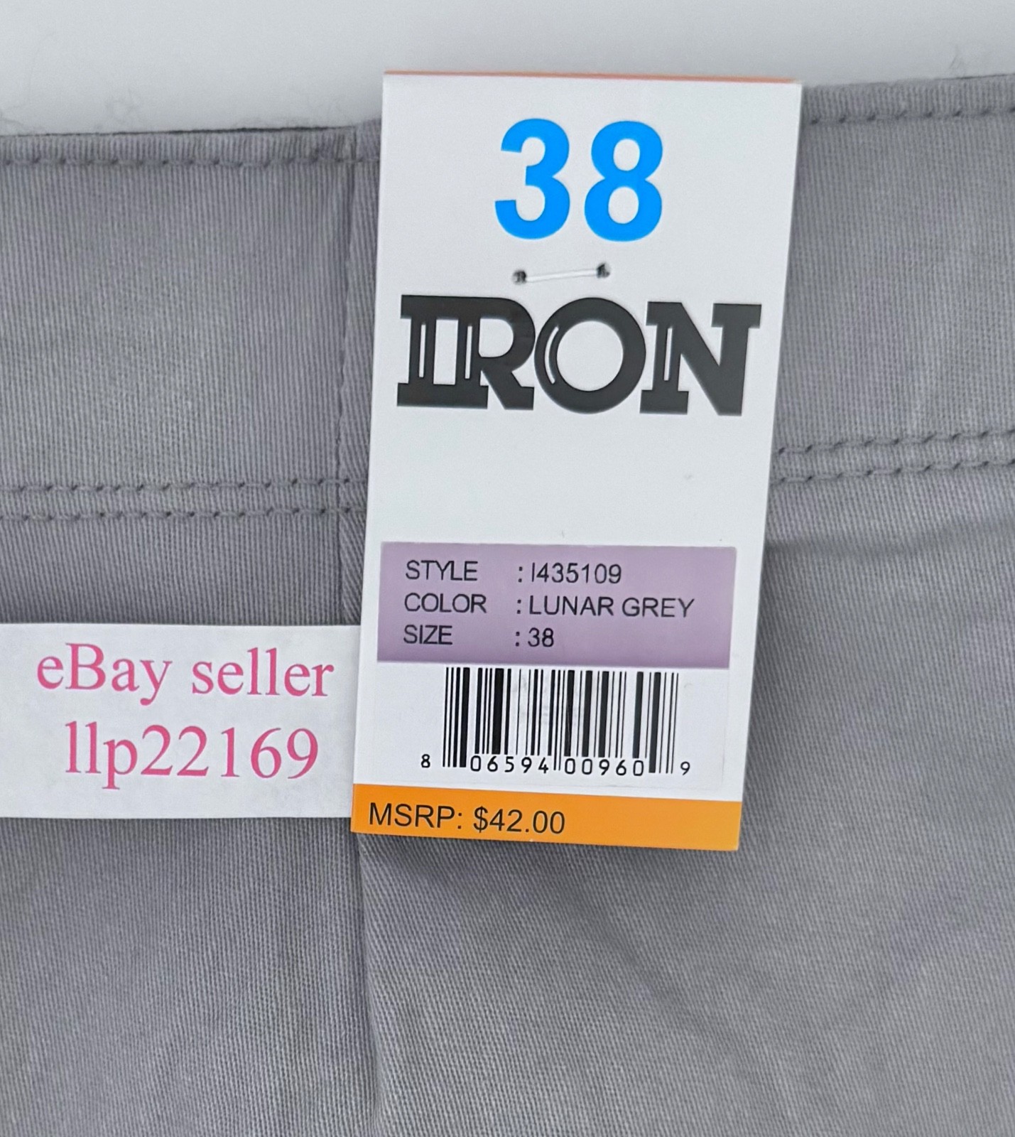 IRON CO Men’s Stretch Shorts (SIZE 38) Flex Waist Flat Front LUNAR GREY New Tag!