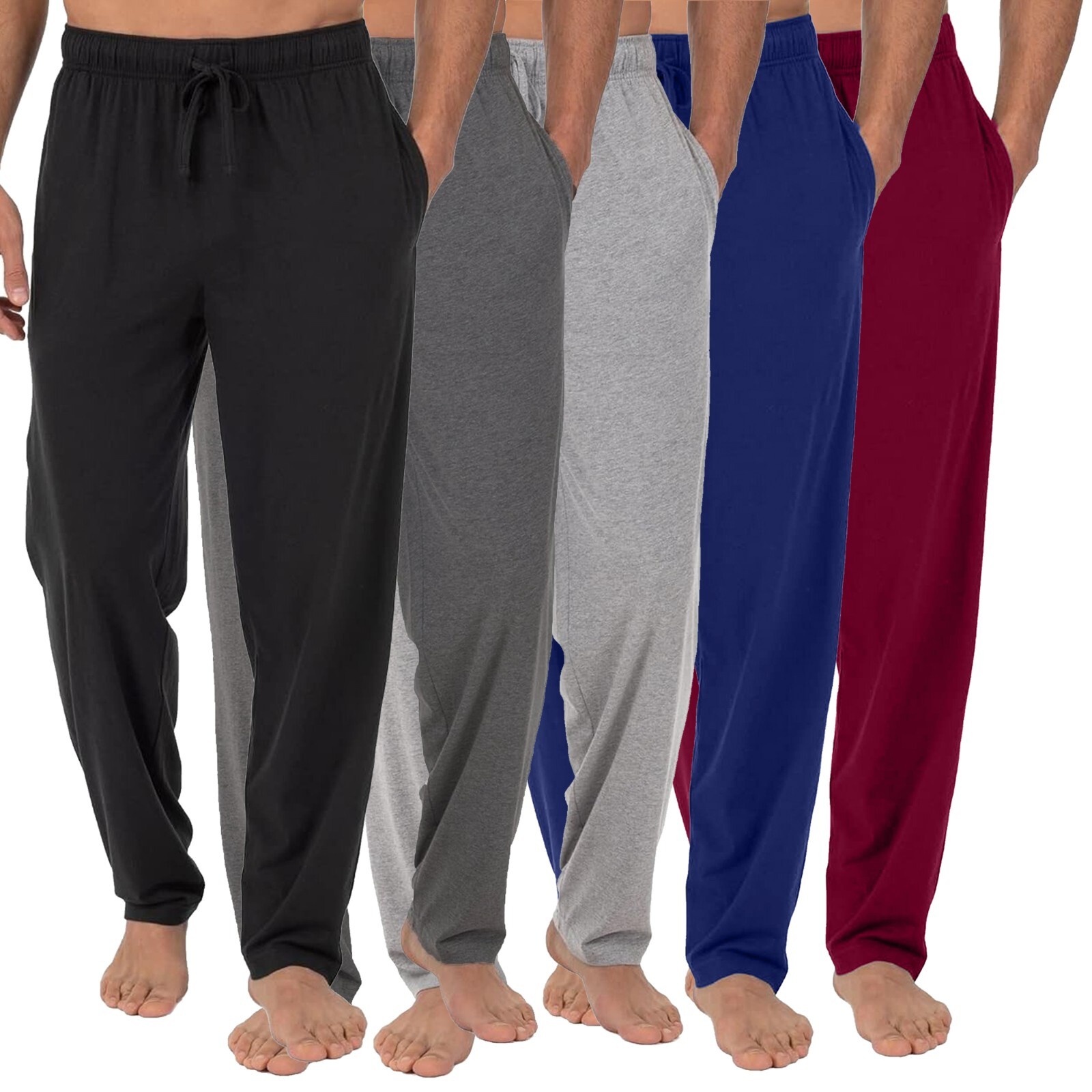 5-Pack Men’ Lounge Pants Sleep Gym Active Pajama Sweatpants Soft Jogger Slim