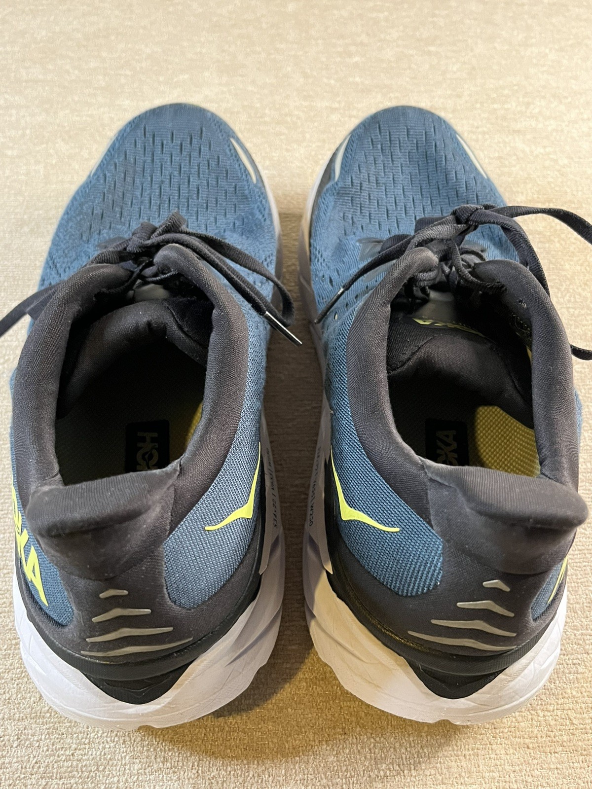 Hoka One One Clifton 8 Shoes Mens Size 12D Blue Wide Running Cushioned Sneaker