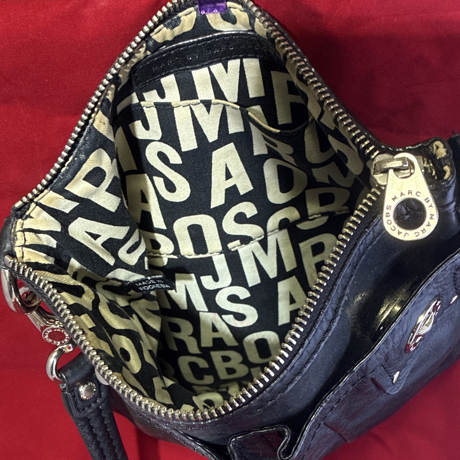Marc by Marc Jacobs Black Logo Crossbody Bag, Zip, Detachable Strap