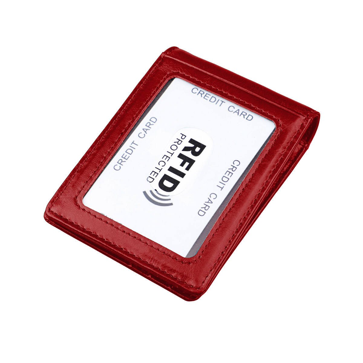 Mens Minimalist Money Clip Slim Bifold RFID Blocking Leather Front Pocket Wallet