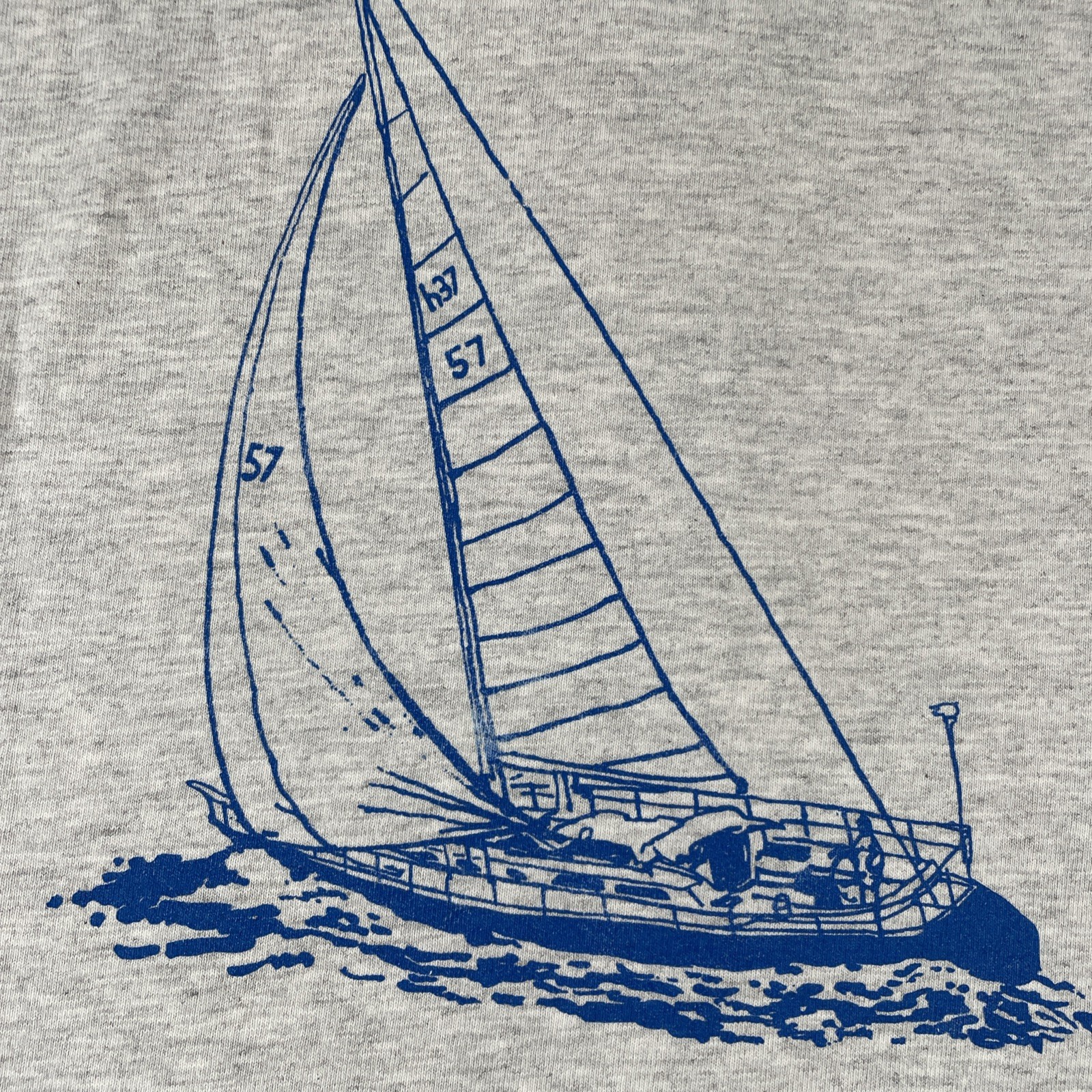 Vtg Anvil Adult Large Gray Henley Shirt BYC To Key West Sail Boat 90s Y2K Tee