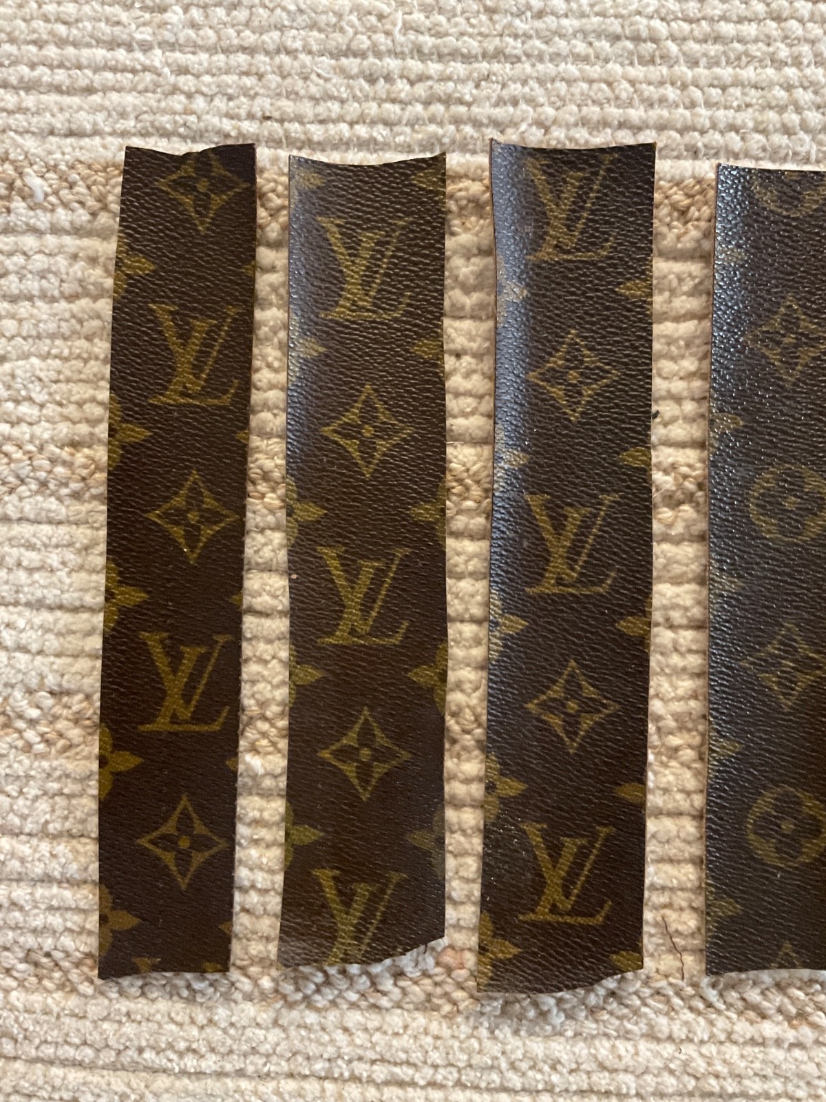 Louie Vuitton Cut Scrap Fabric Material Repair Replace Reuse Crafts lot of 7