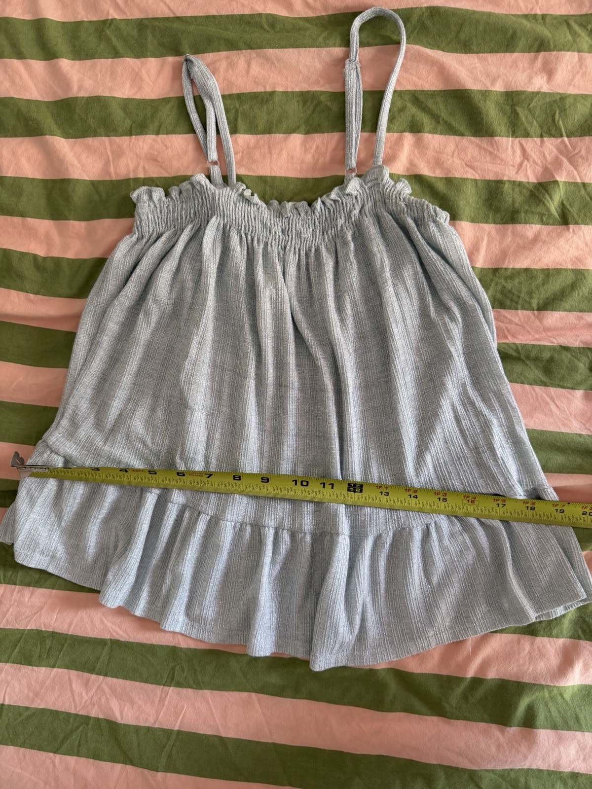 Amadi Blue Teal Shimmery Tank Flowy Boho Elastic Top Sz S Barely Worn