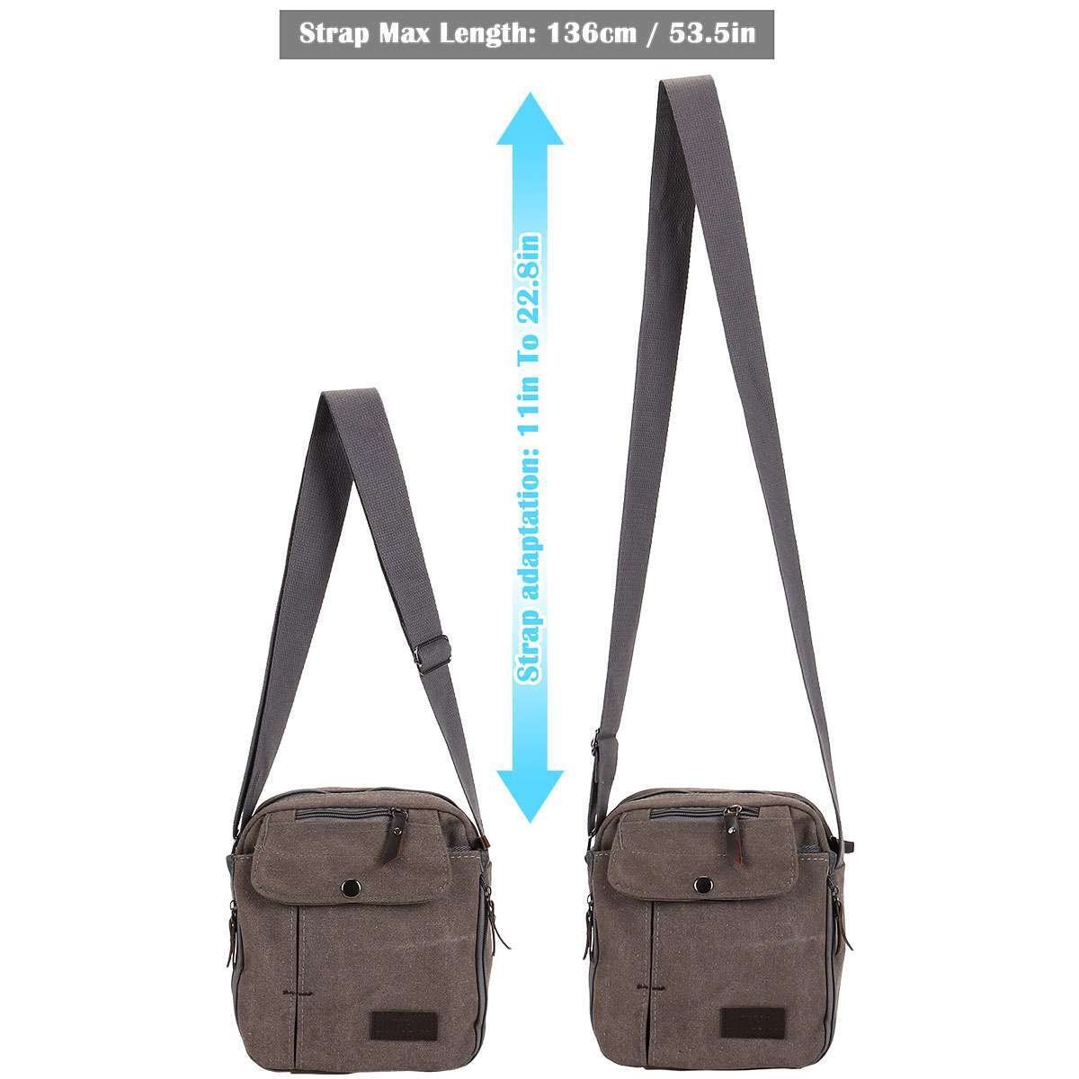 Men’s Canvas Crossbody Bag Phone Tablet Messenger Shoulder Bag Casual Tote Pouch