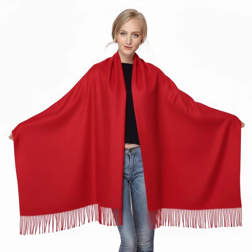 Womens Mens 100% Cashmere Scotland Oversized Blanket Wool Scarf Shawl Wrap Solid