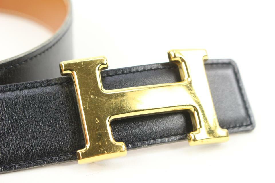 Hermès Black x Brown 18mm H Logo Belt Kit Gold 121h61