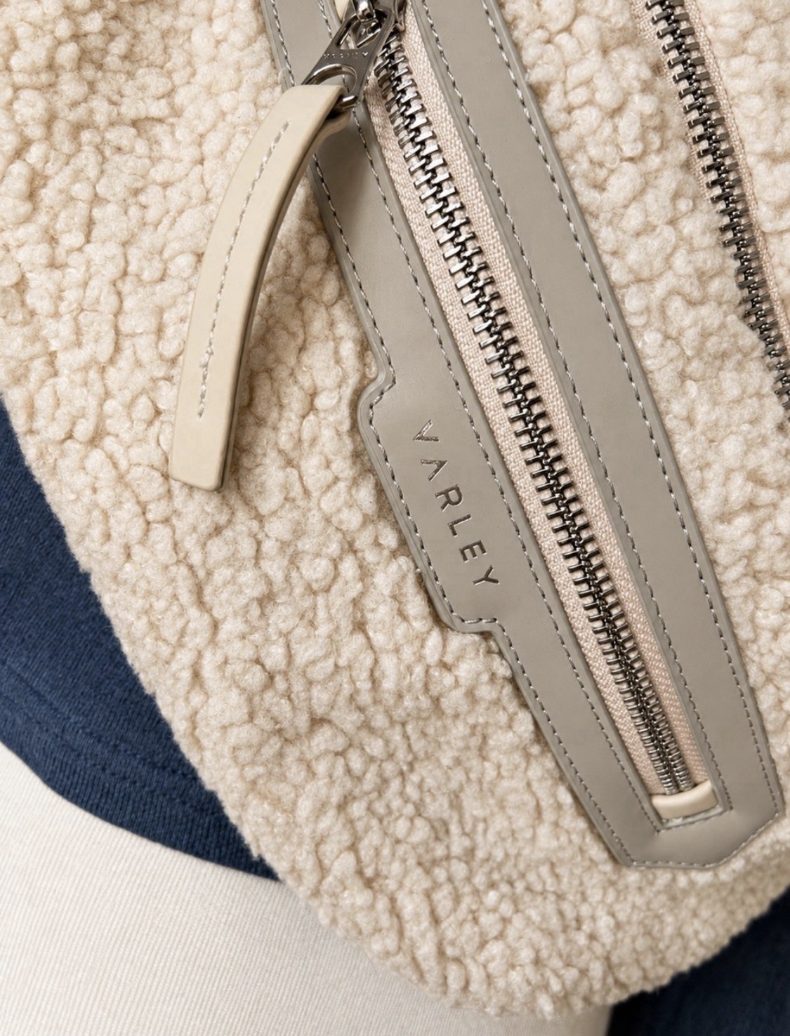 Varley Cream Sherpa Belt Bag Crossbody Fanny Pack Adjustable Strap