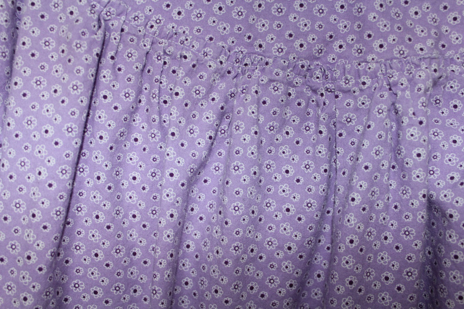 Handmade Vtg 70s Muumuu Dress Purple Cotton Floral Peter Pan Collar Lavendar XS