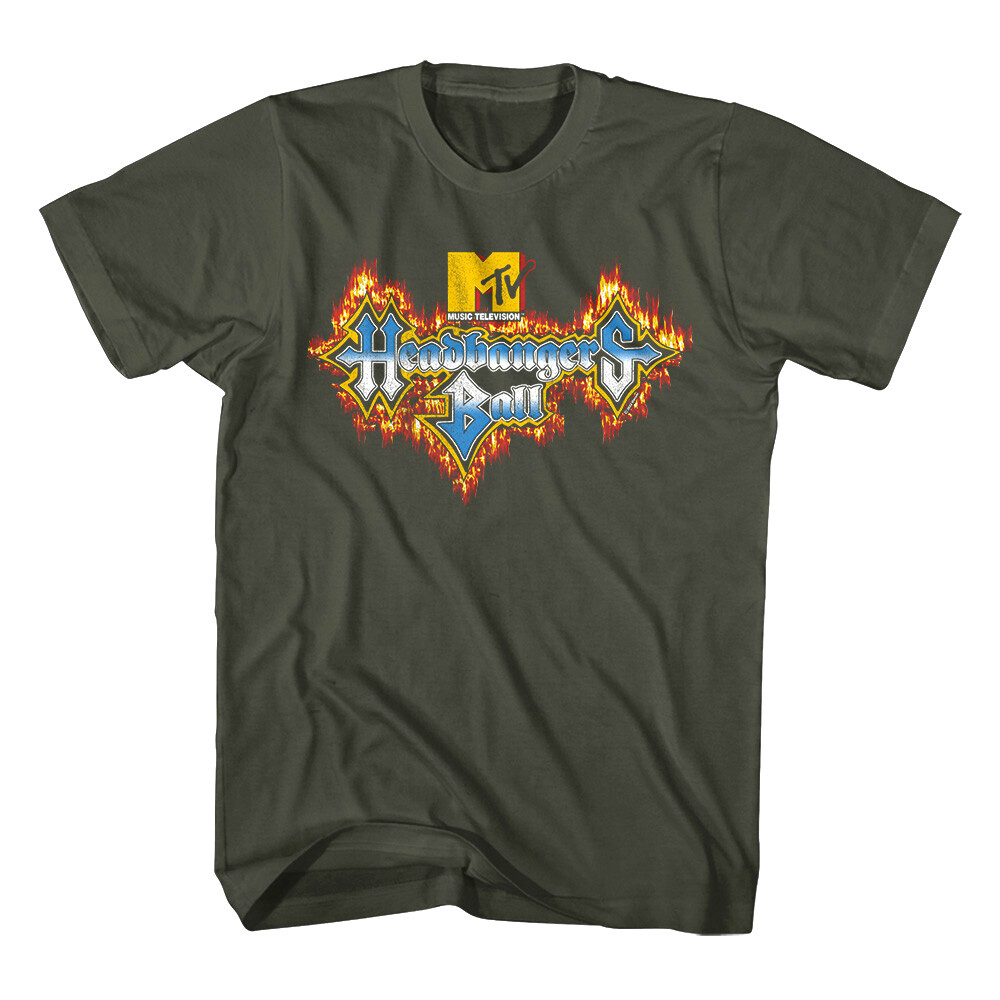 MTV Headbangers Ball Fire Logo Sponsored by MTV Men’s T-Shirt Heavy Metal Music