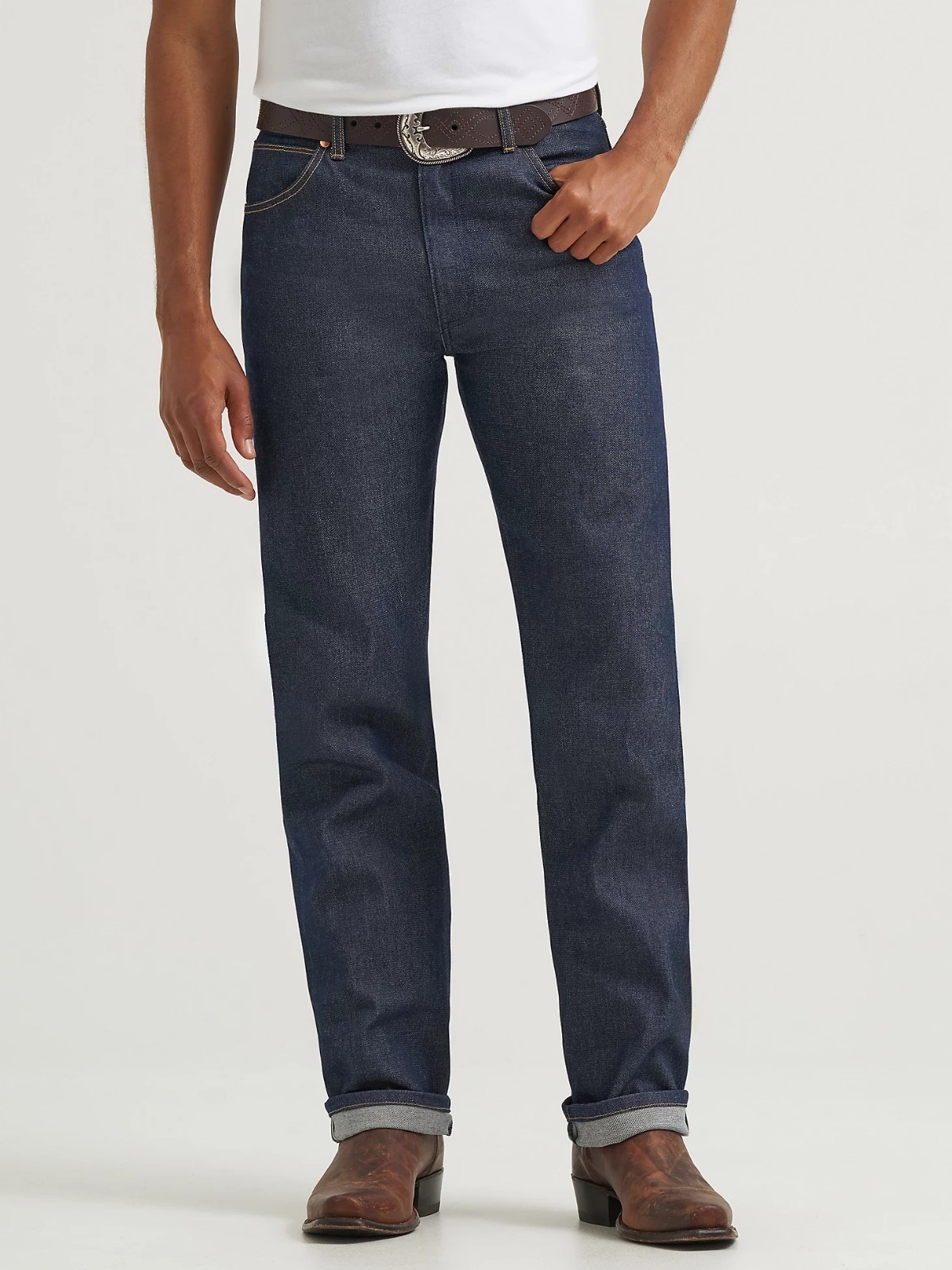 Wrangler 13MWZ Men’s Jeans 100% Cotton Selvedge Denim Broken Twill Dark Indigo