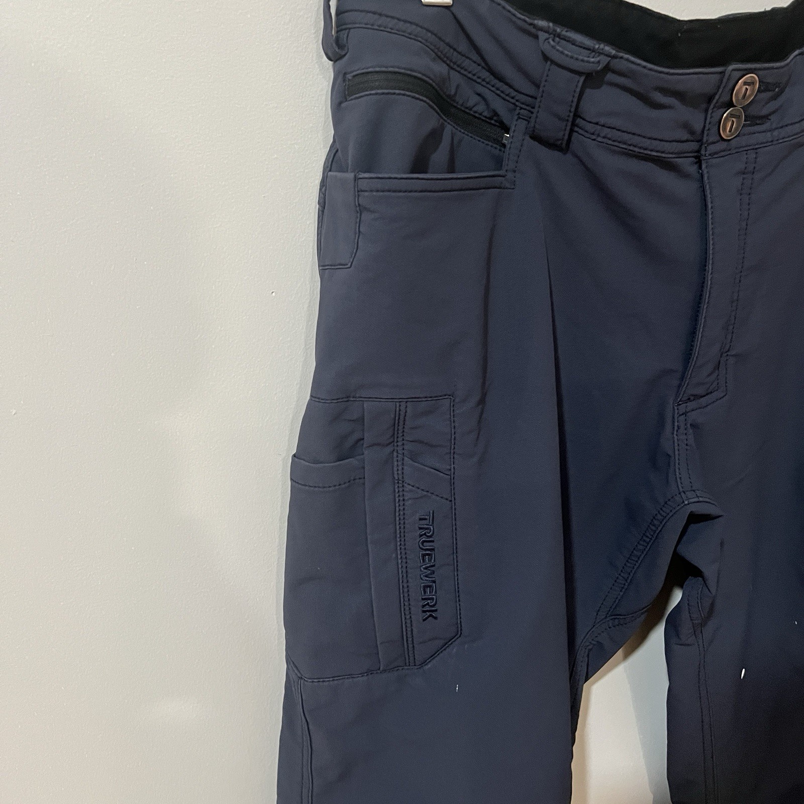 Truewerk T2 Werkpant Cargo Mens 34×32 Navy Dark Blue Workwear Stretch Utility
