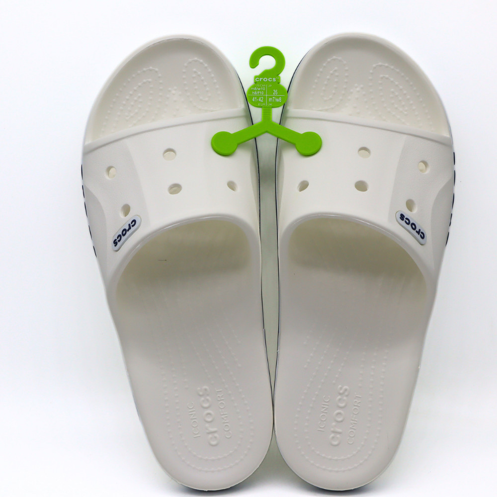 Crocs Unisex Bayaband Slides White/Navy 8 Men/10 Women – NEW