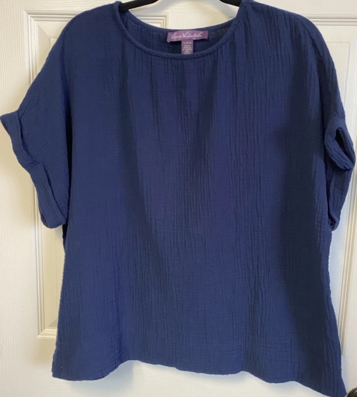 NWT SIZE XL Gloria Vanderbilt Women’s Cotton Gauze Pullover Short Sleeve Top