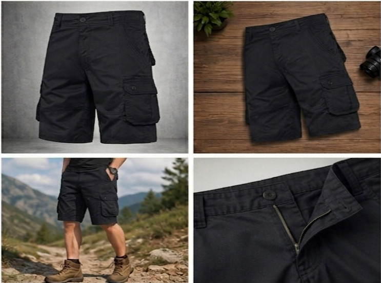 Men’s Tactical Cargo Shorts Black Multi Pocket Outdoor Hiking Casual Work Shorts