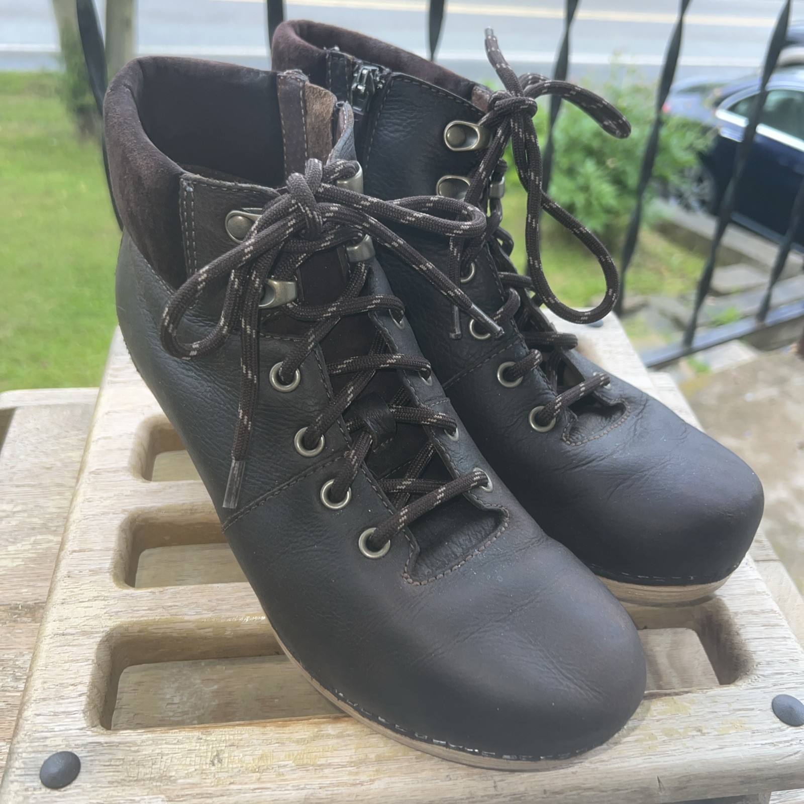 Dansko “Mikayla” Dk Brown Oiled Leather Heeled Boots Eu Size 38, USA 7
