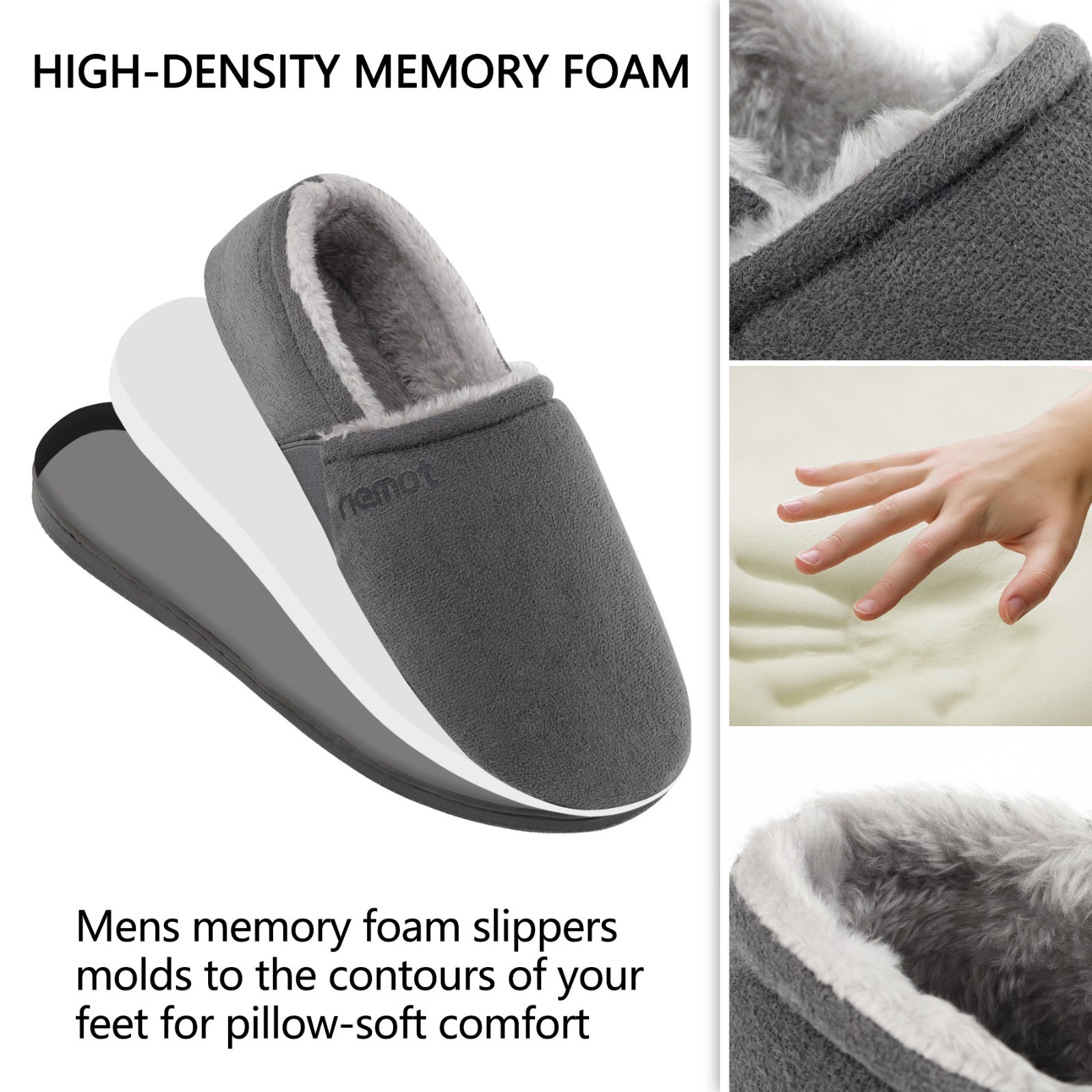 riemot Cozy Memory Foam Moccasin Slippers Mens Womens Home House Shoes
