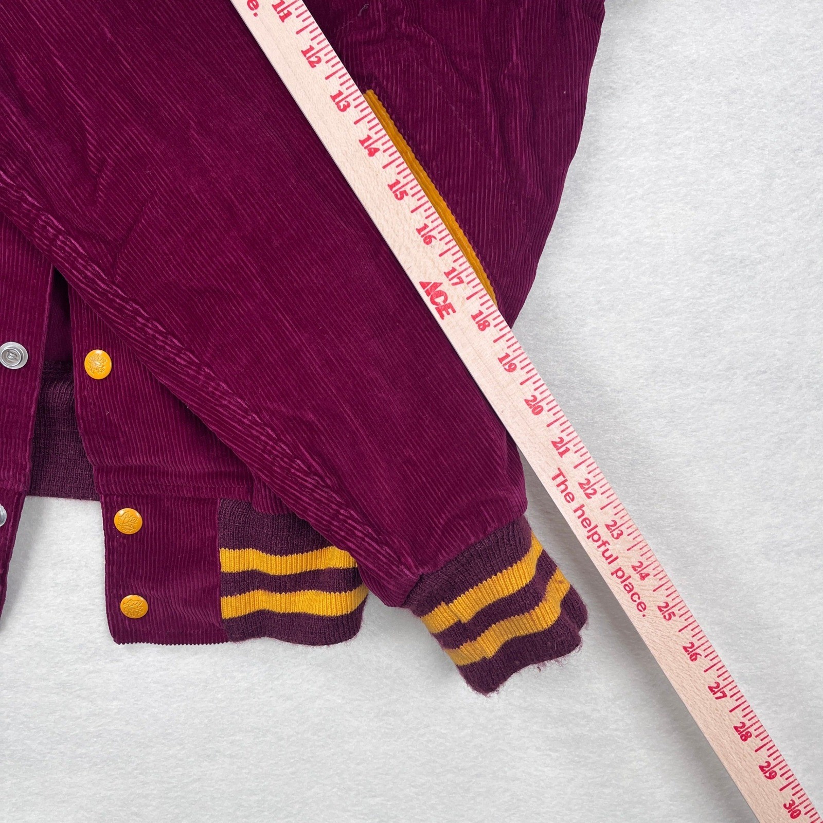 Vintage 50s 60s Maple Athletic Sportswear Corduroy Chain Stitch Jacket Burgundy