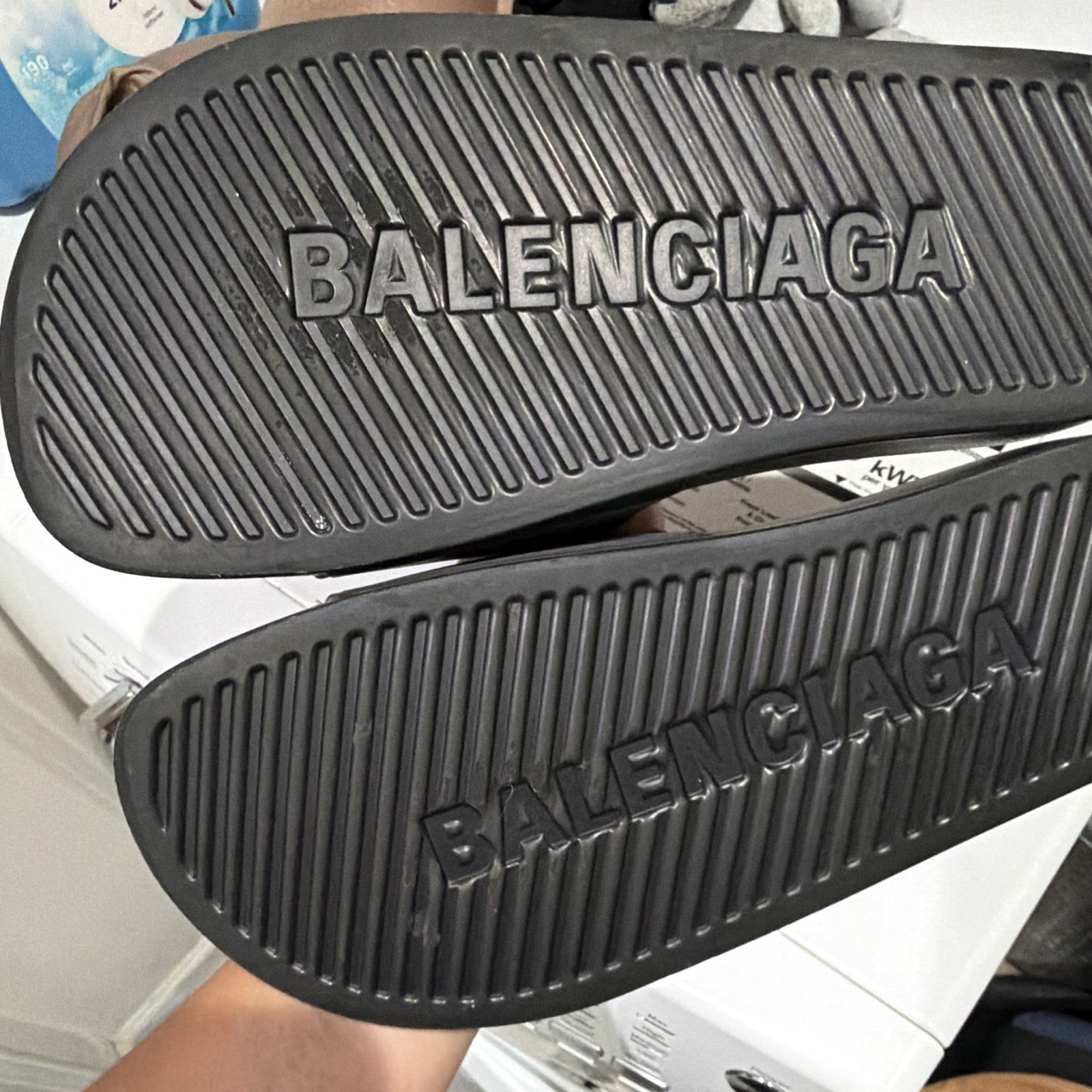 Balenciaga Men’s Black Logo Slide Sandals US 8 EU 44 Rubber Slip-On