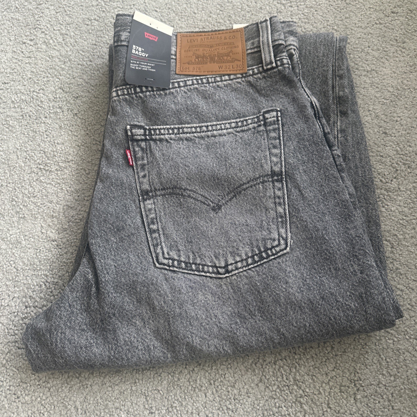 Levi ‘s Premium Men’s 578 Baggy Throughout Denim Jeans Sz. 32Wx30 Gray New