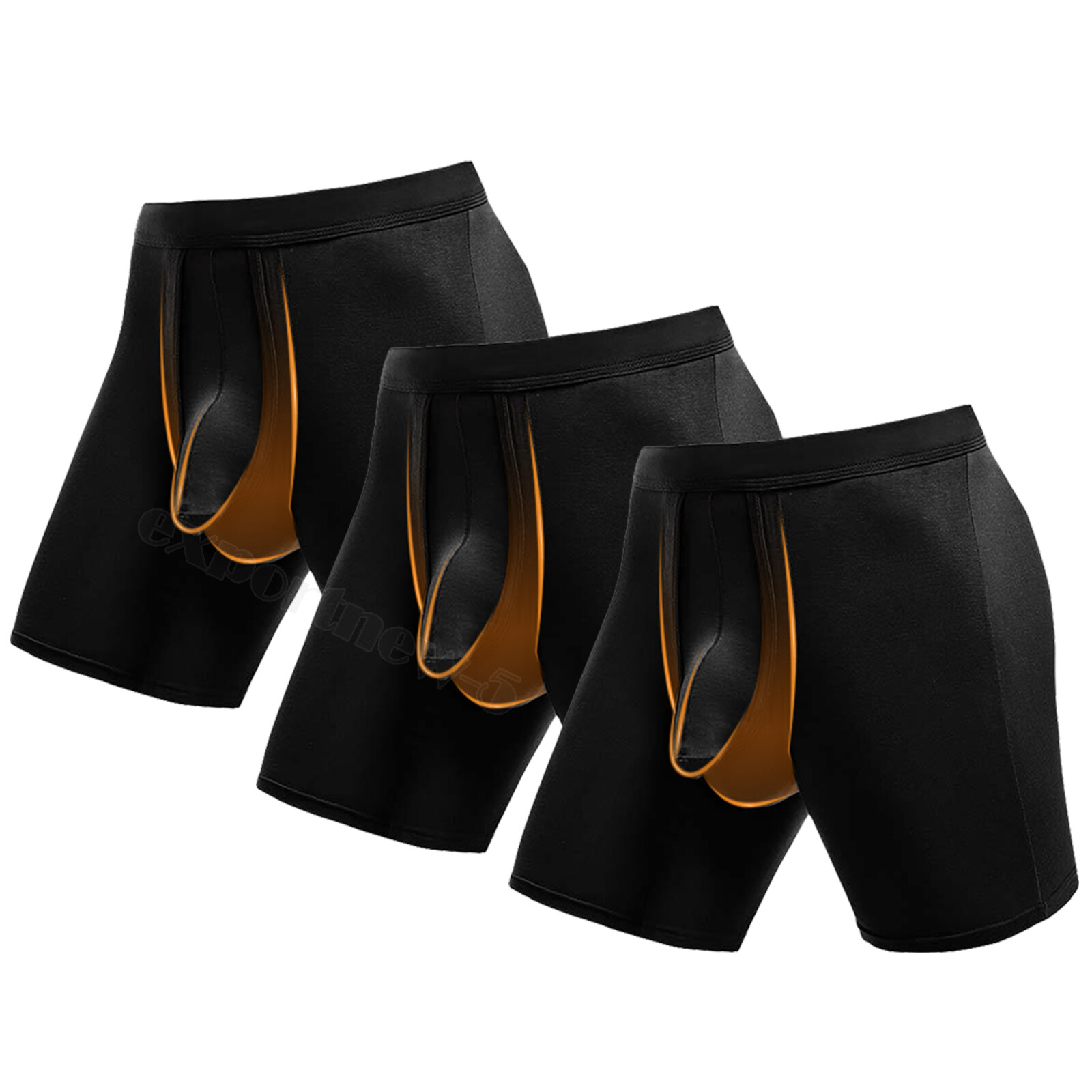 Pack of 1-3 Men Bamboo Anti Chafing Soft Comfort Long Leg Boxer Underwear Briefs