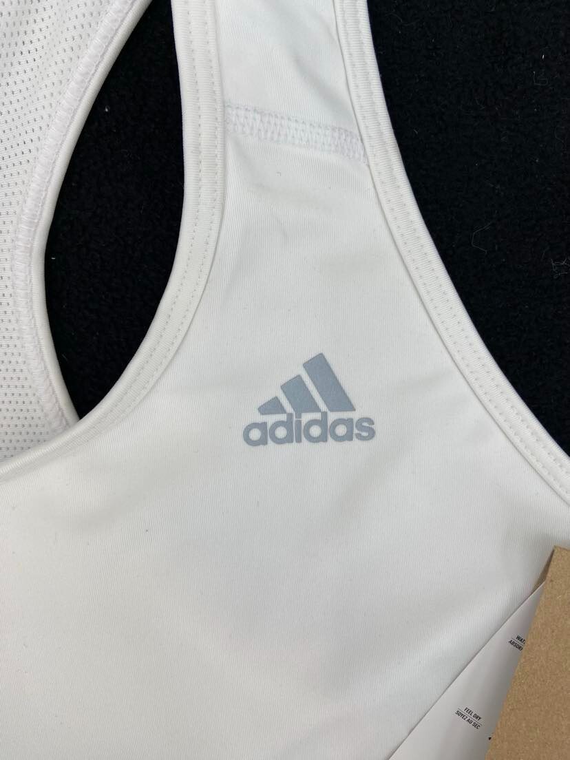 NEW Adidas White Aeroready Alphaskin Racerback Elastic Sports Bra Band Women’s M