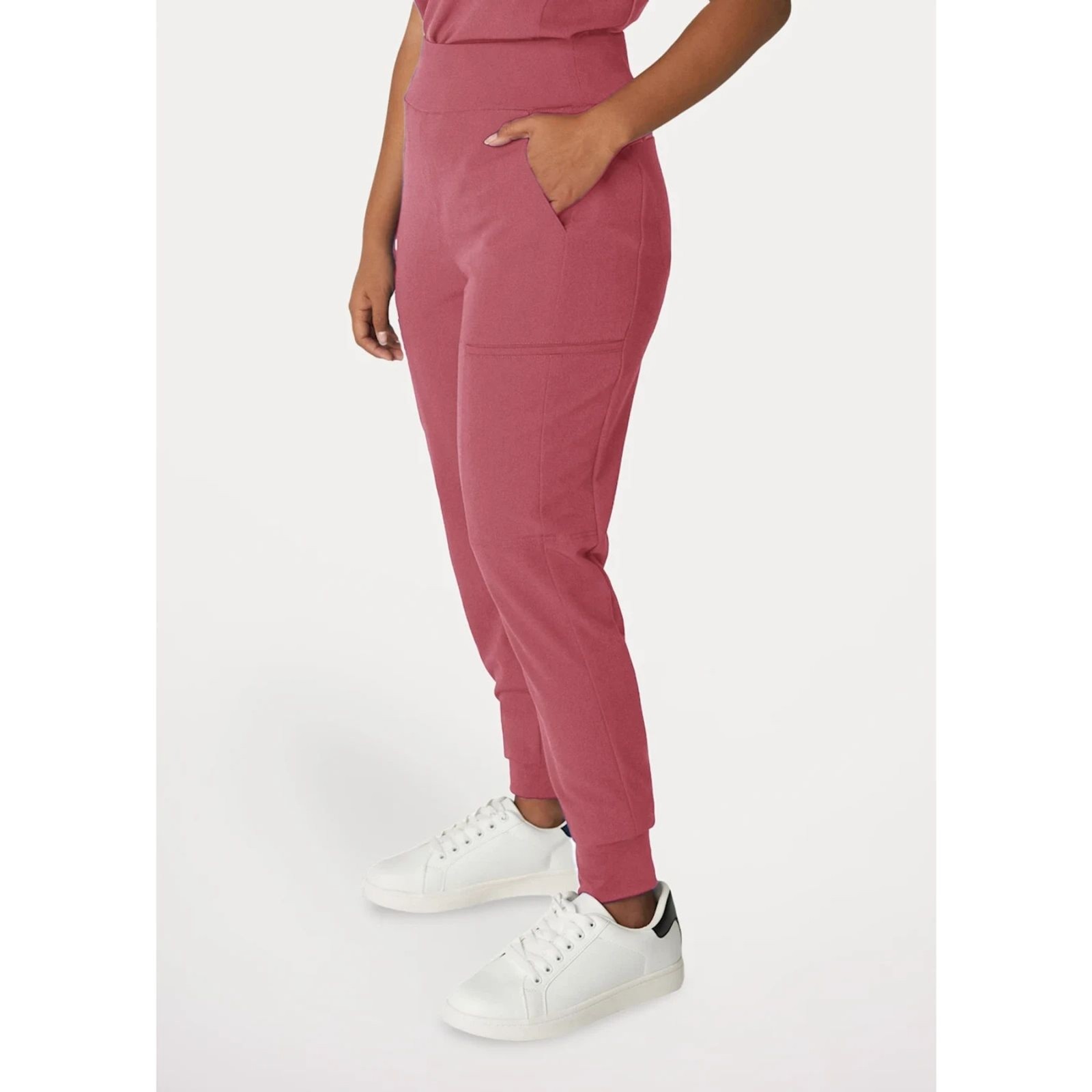 #030 – White Cross V-tess 7-Pocket Yoga Waist Cargo Jogger Slate Rose Size XL R