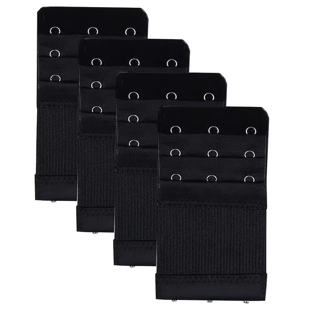 4 Pieces 3-Hook Bra Strap Extender; Comfortable and Adjustable Bra Strap Clip