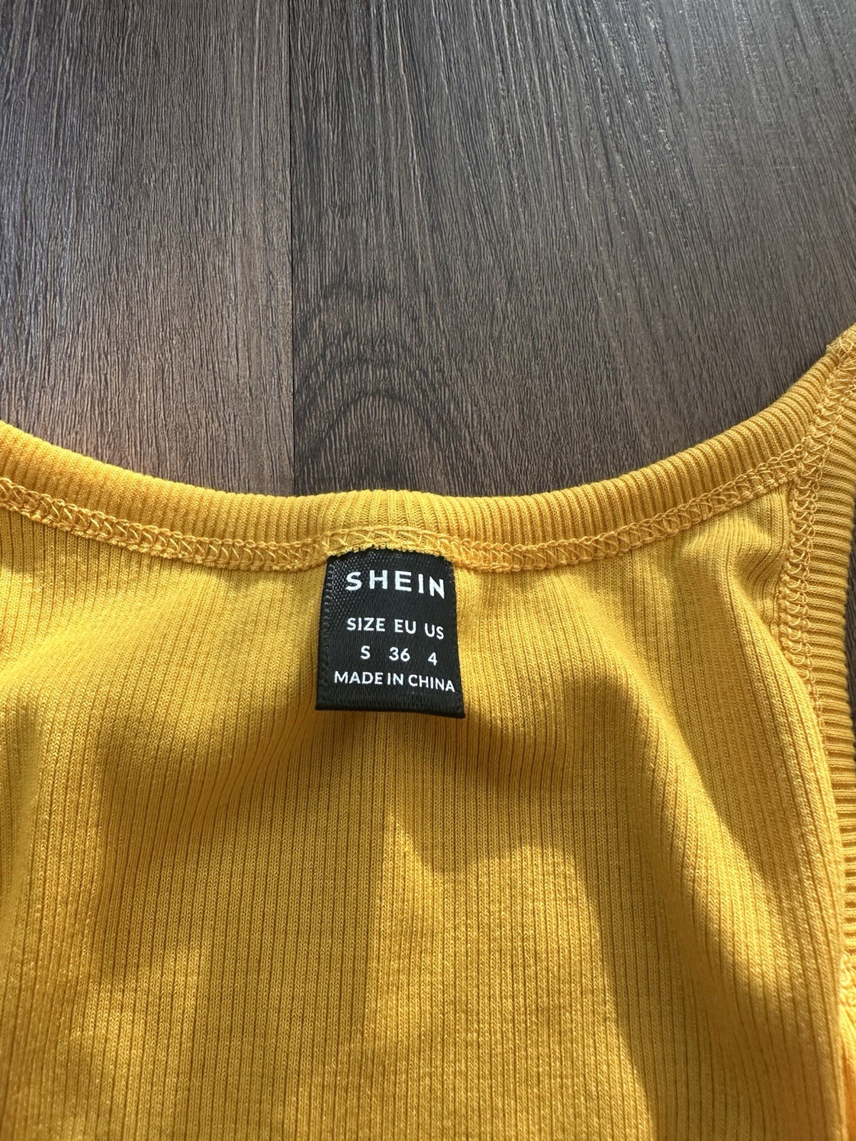 SHEIN Yellow Ribbed Knit Scoop Neck Racerback Tank Top Women’s Size S